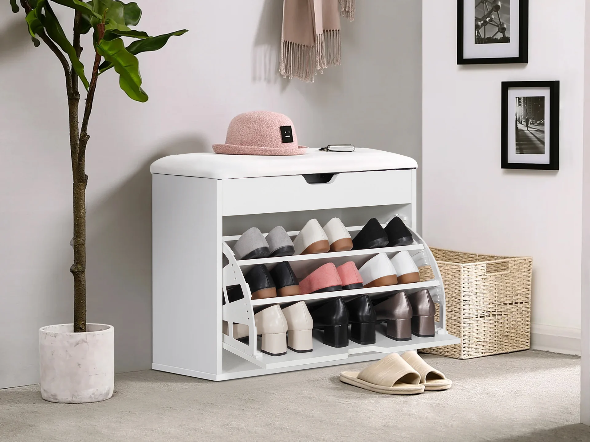 Hawea Shoe Rack Storage Cabinet 3 Layer - White