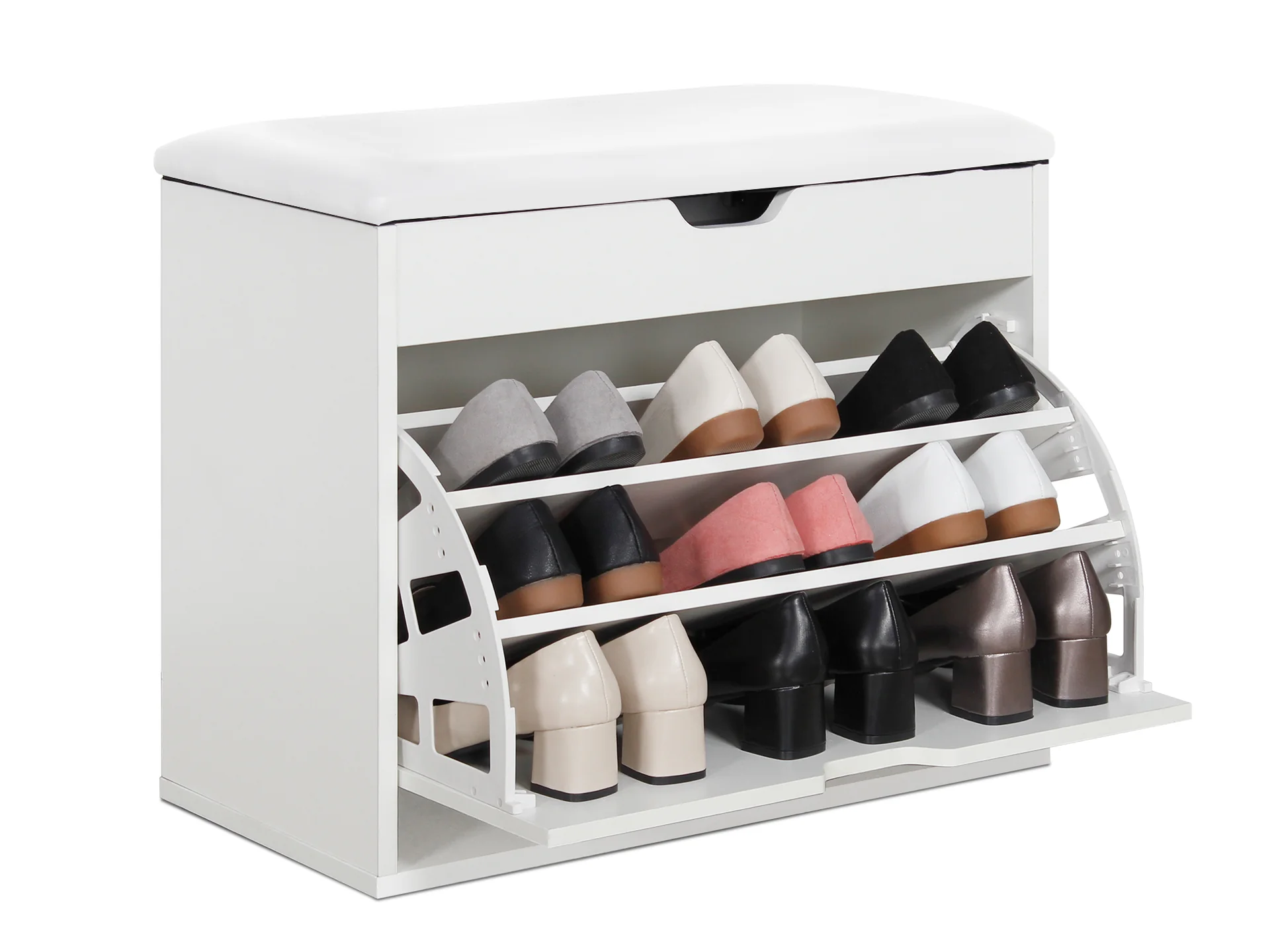 Hawea Shoe Rack Storage Cabinet 3 Layer - White - Image 2