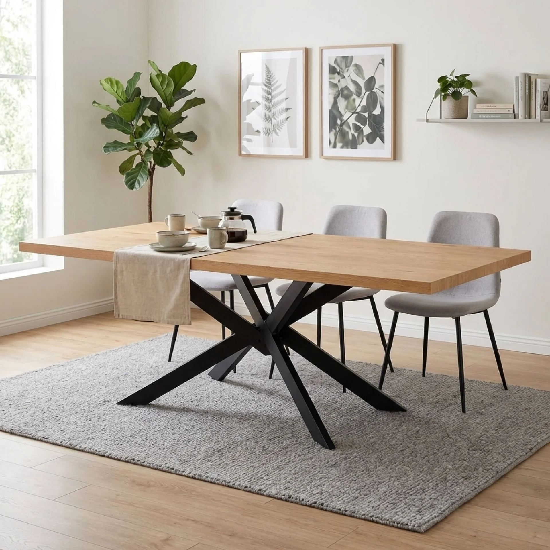 Hayden Rectangle Dining Table 200 x 95cm - Oak - Image 2