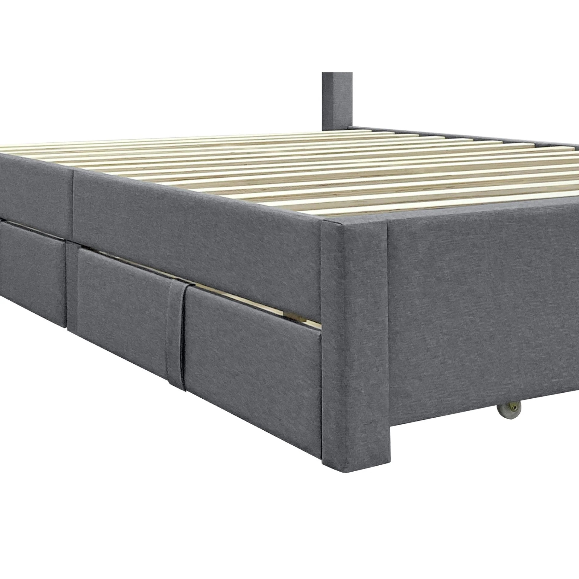 Haydon Double Fabric Bed Frame with 4 Drawers - Light Grey - Image 14