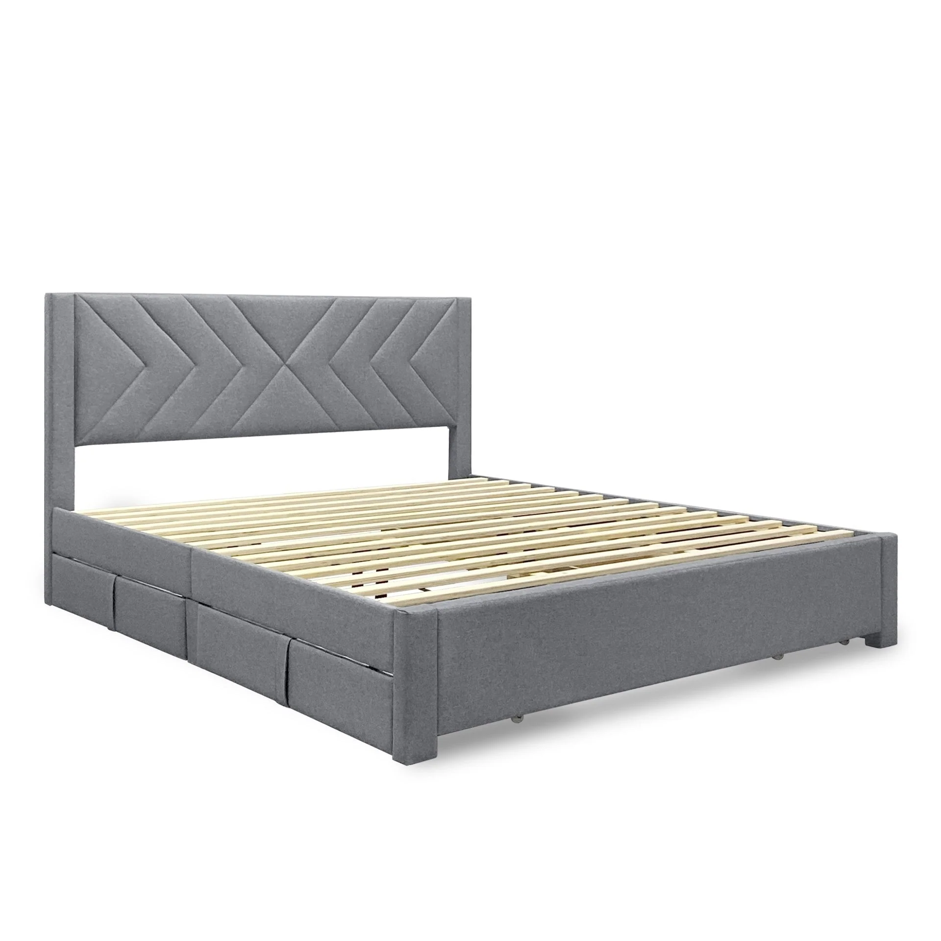 Haydon Super King Fabric Bed Frame with 4 Drawers - Light Grey - Image 13