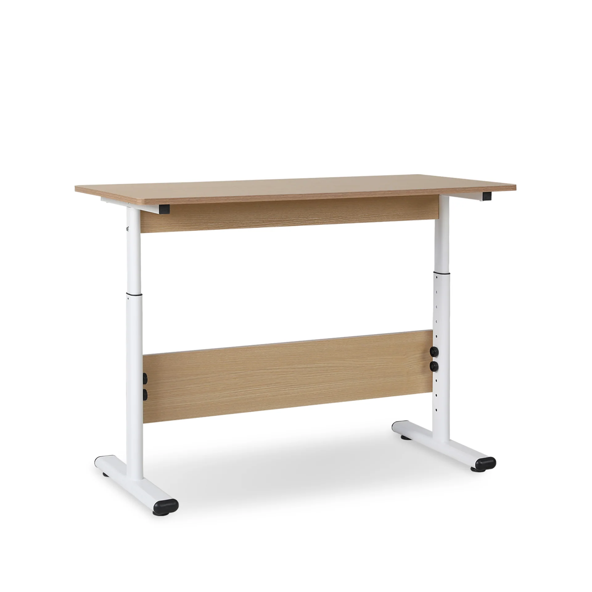 Hector 100cm Height-Adjustable Computer Desk - Maple + White - Image 5
