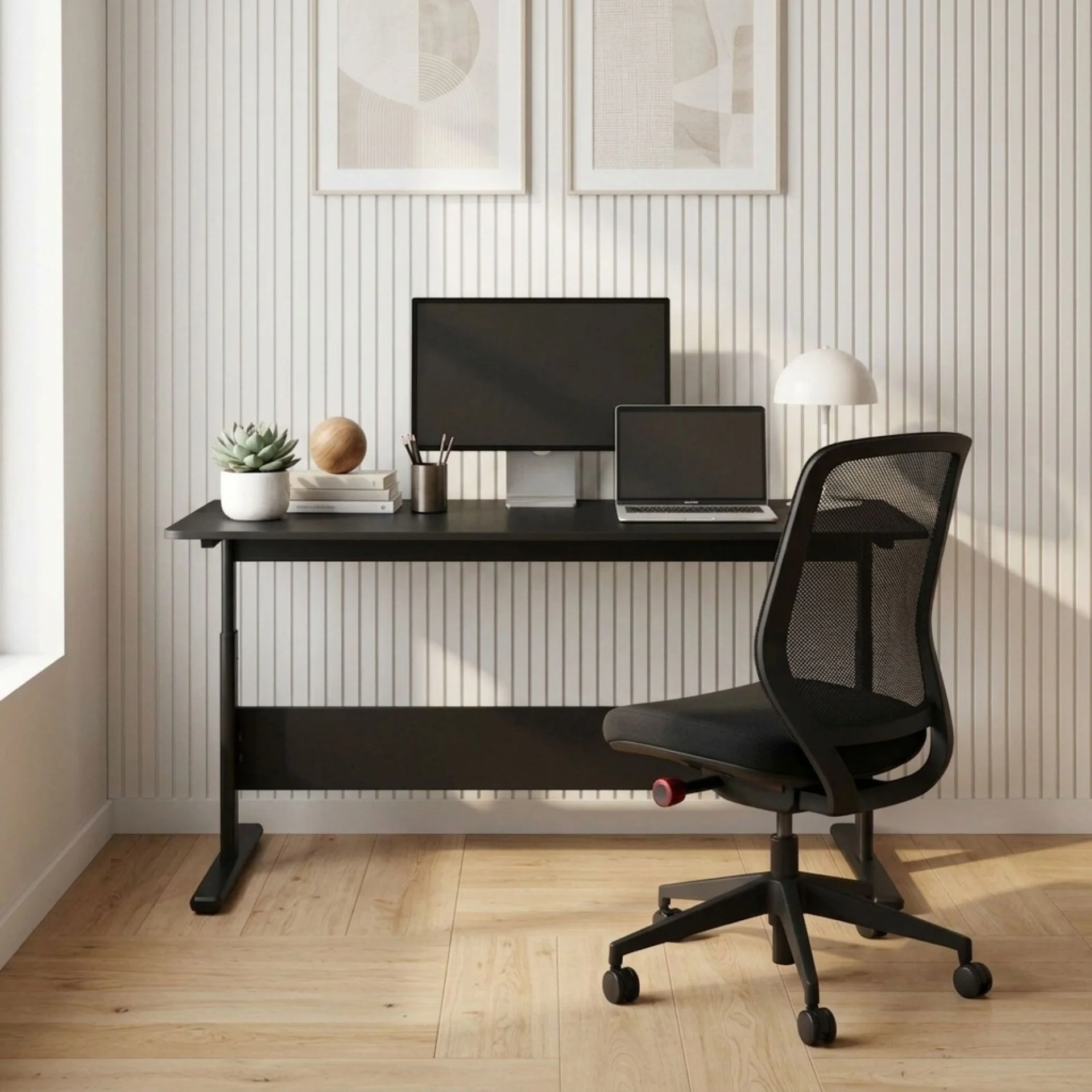 Hector 140cm Height-Adjustable Computer Desk - Black - Image 5