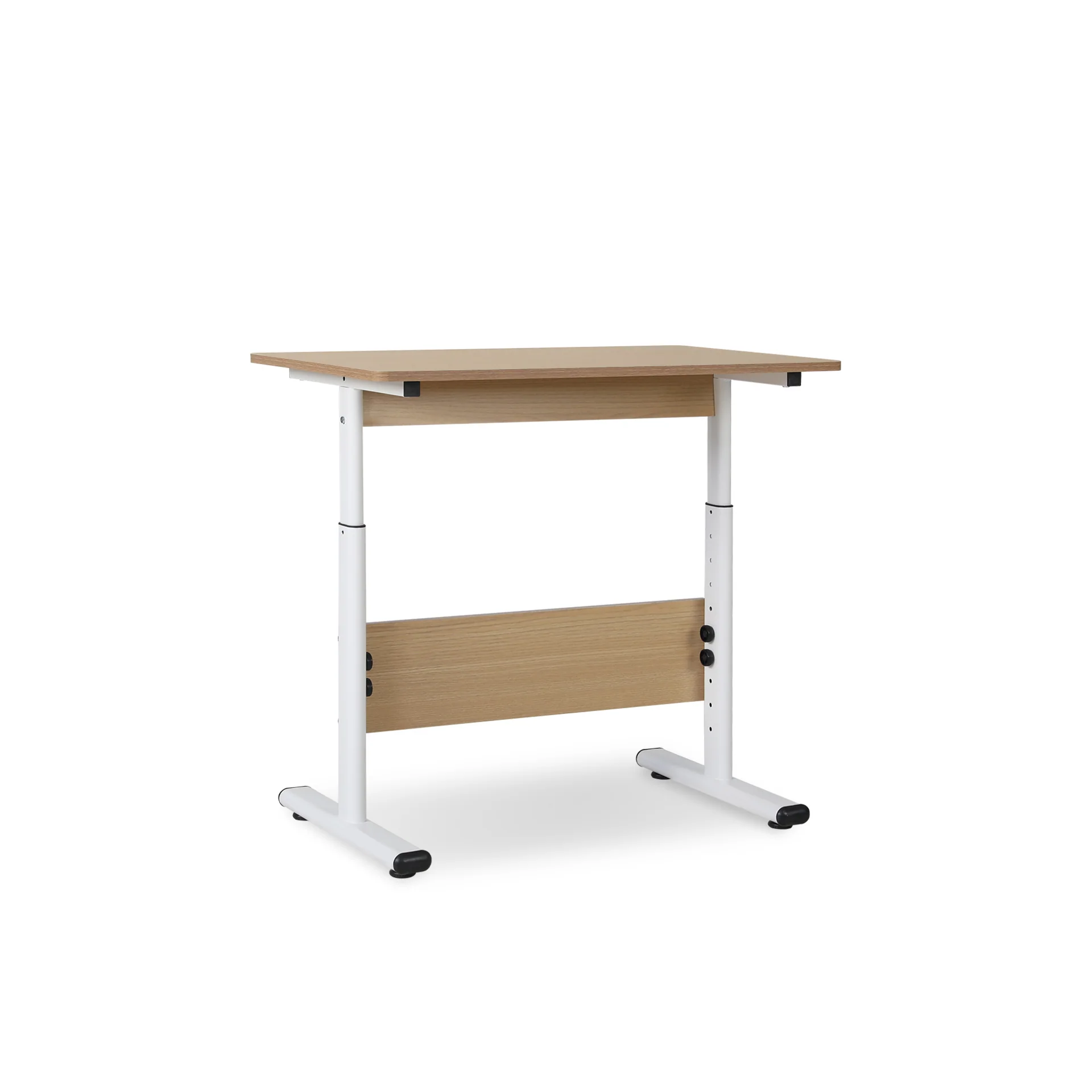 Hector 80cm Height-Adjustable Computer Desk - Maple + White - Image 6