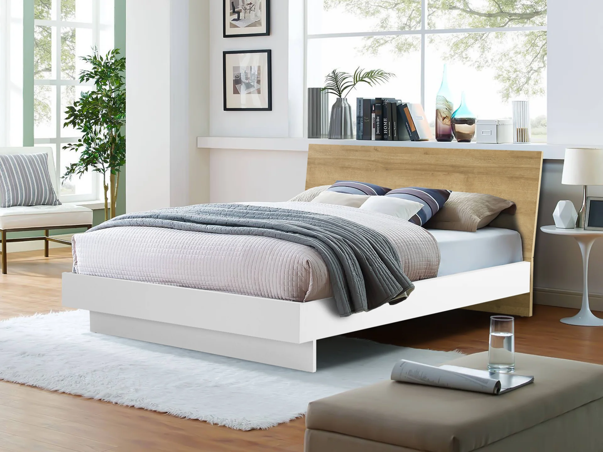 Hekla Queen Wooden Bed Frame - White