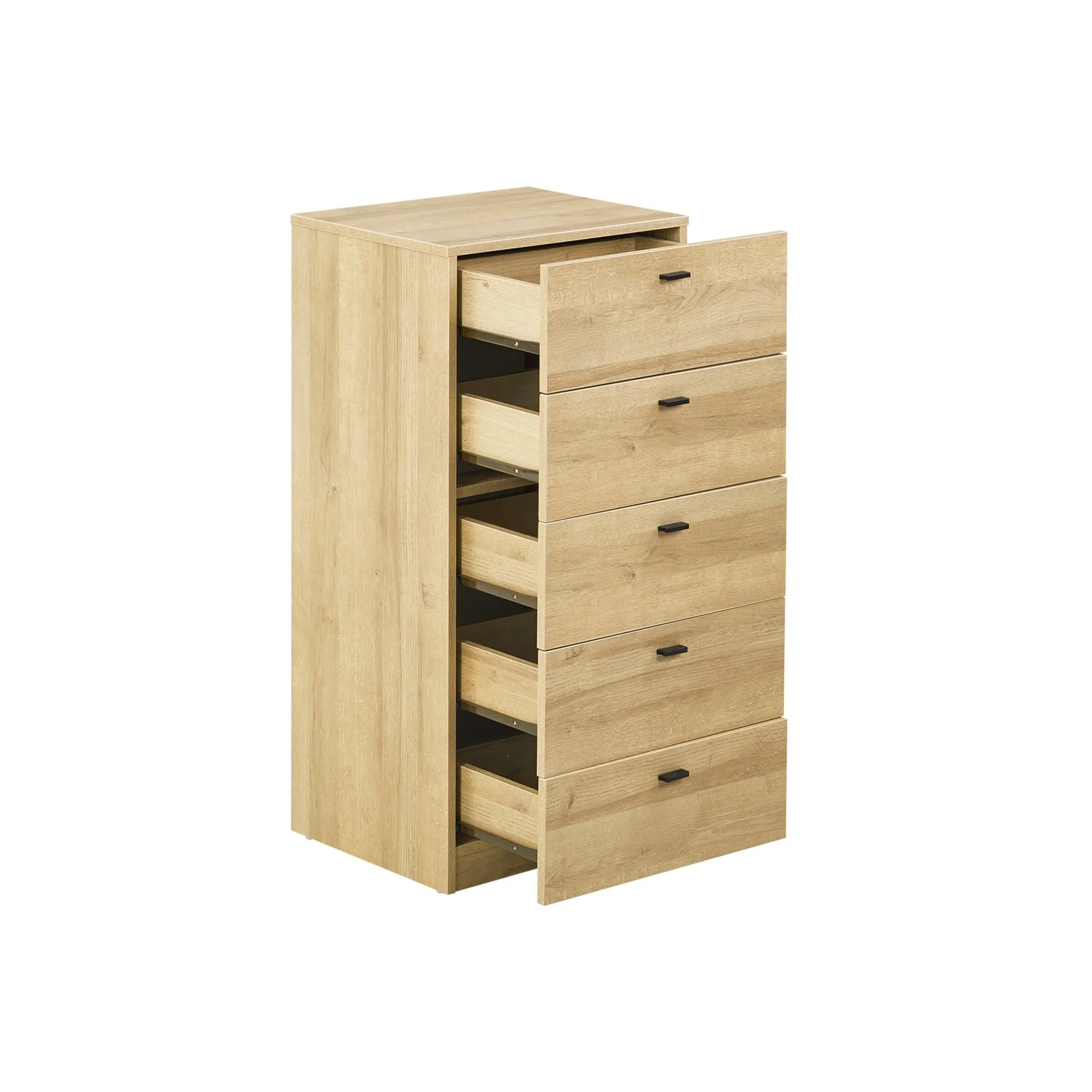Hekla Tallboy 5 Drawer Chest Dresser - Oak - Image 4