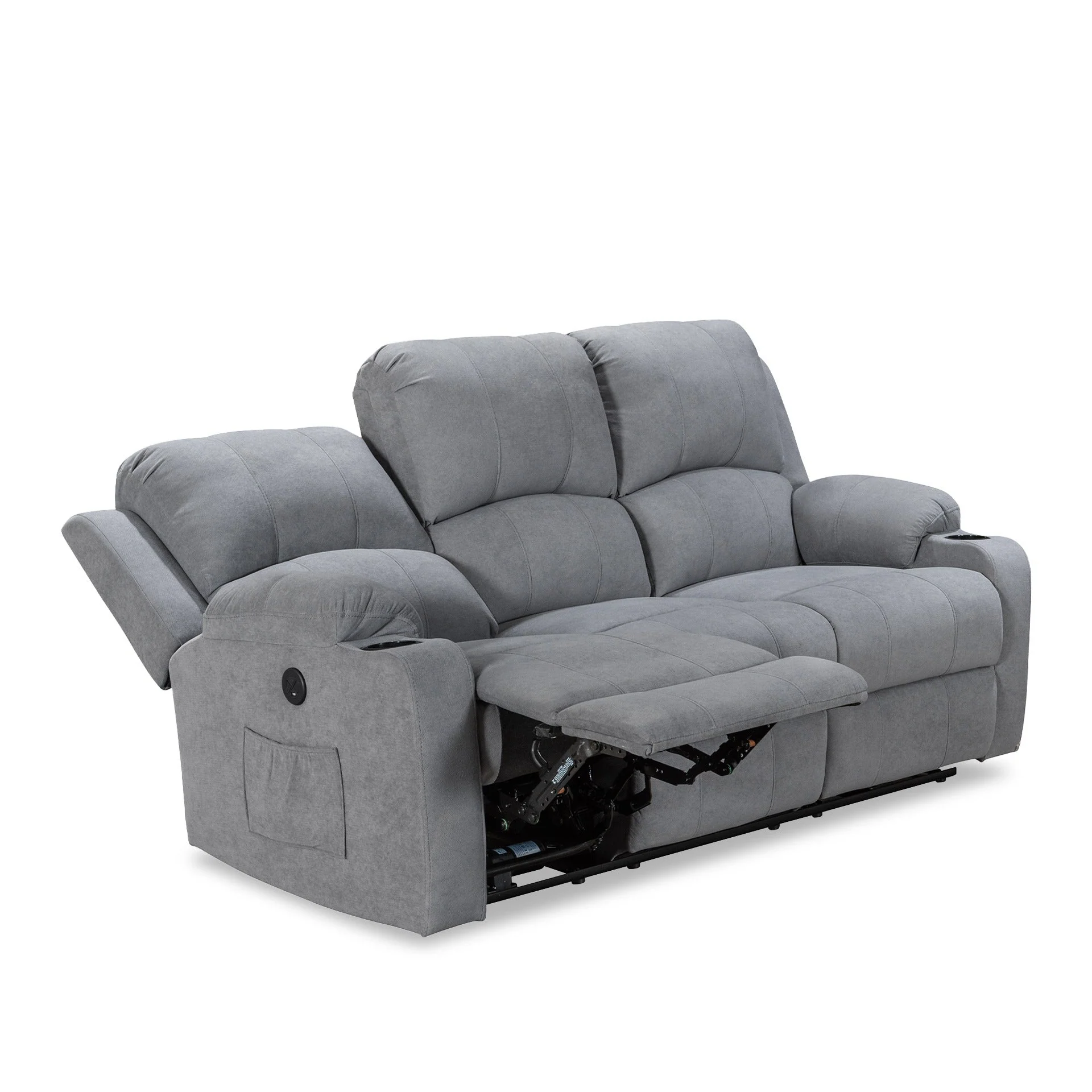 Henley Fabric Electric 3 Seater Recliner Sofa - Grey - Image 12