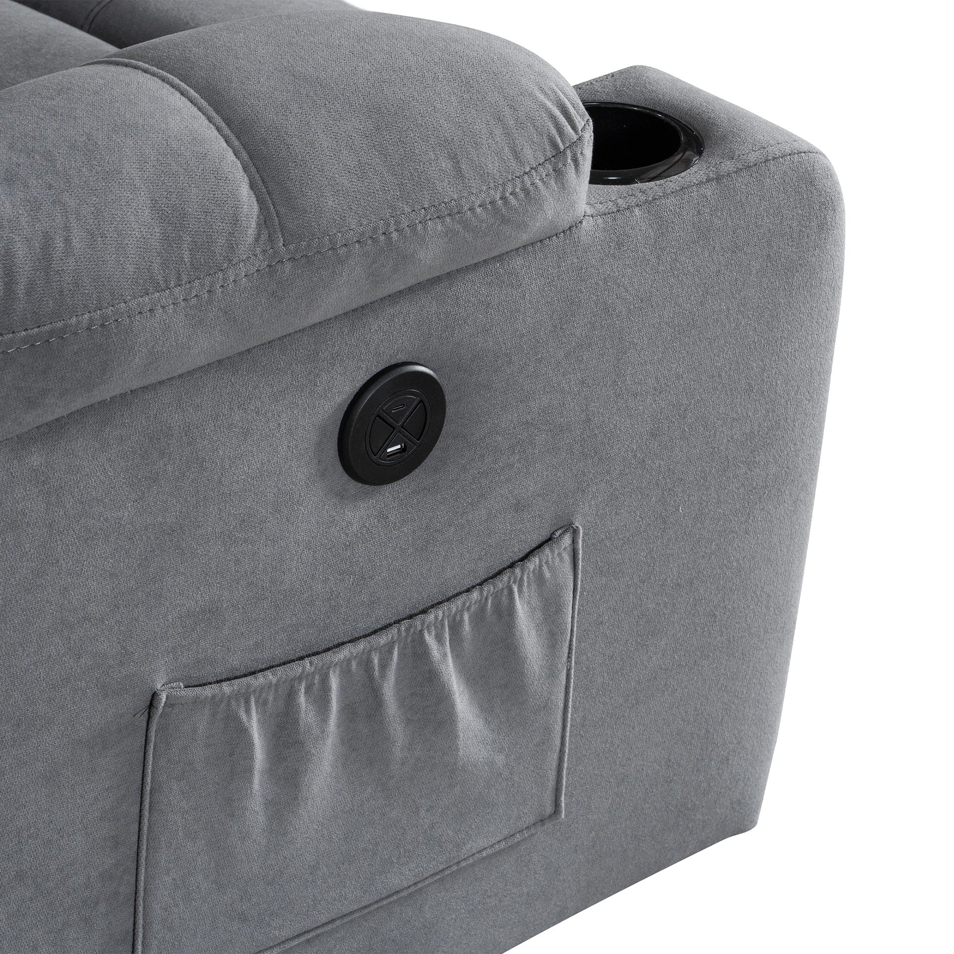 Henley Fabric Electric 3 Seater Recliner Sofa - Grey - Image 13