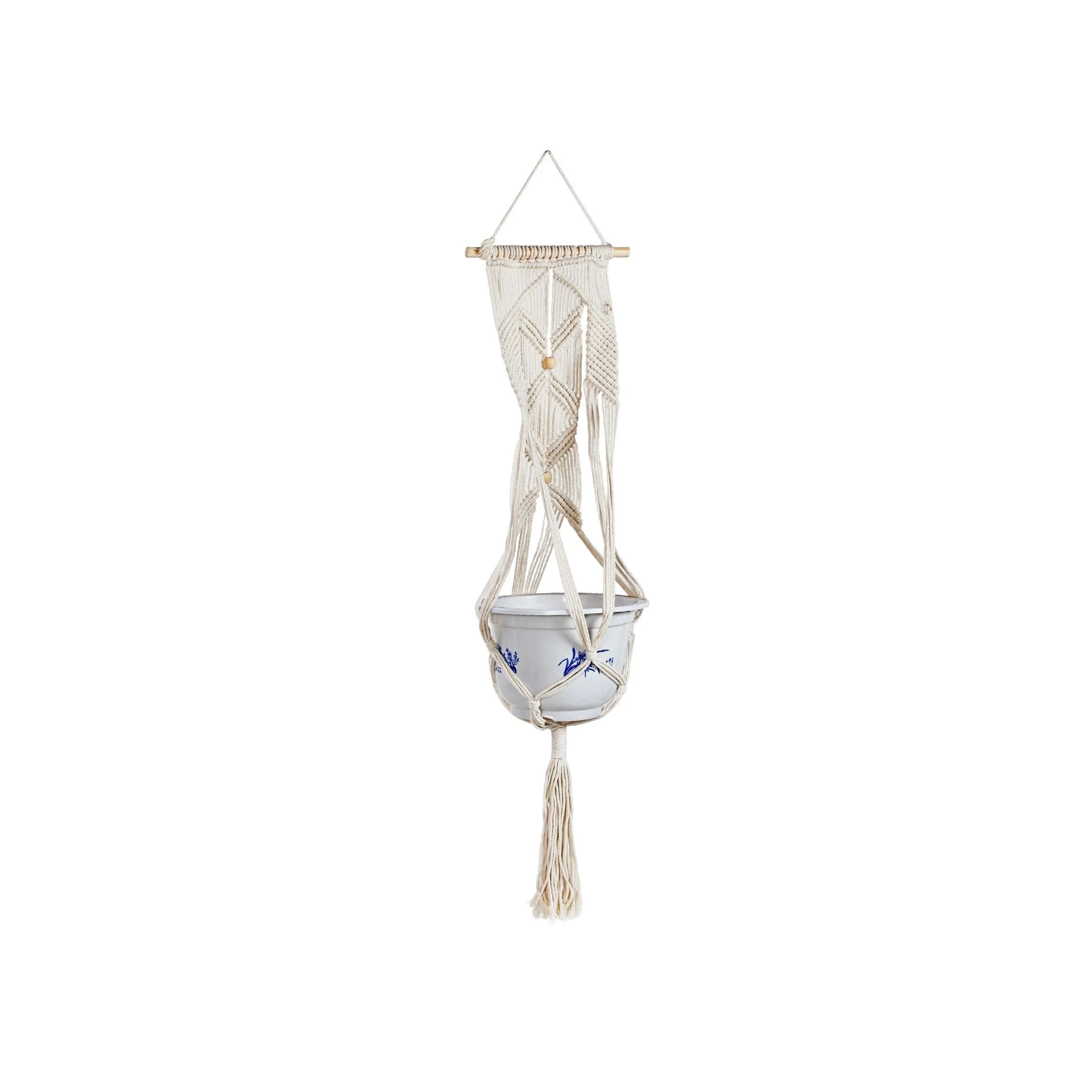 Hessian Macrame Rope Macrame Plant Hanger Macrame Pot Hanger - Beads - Image 3