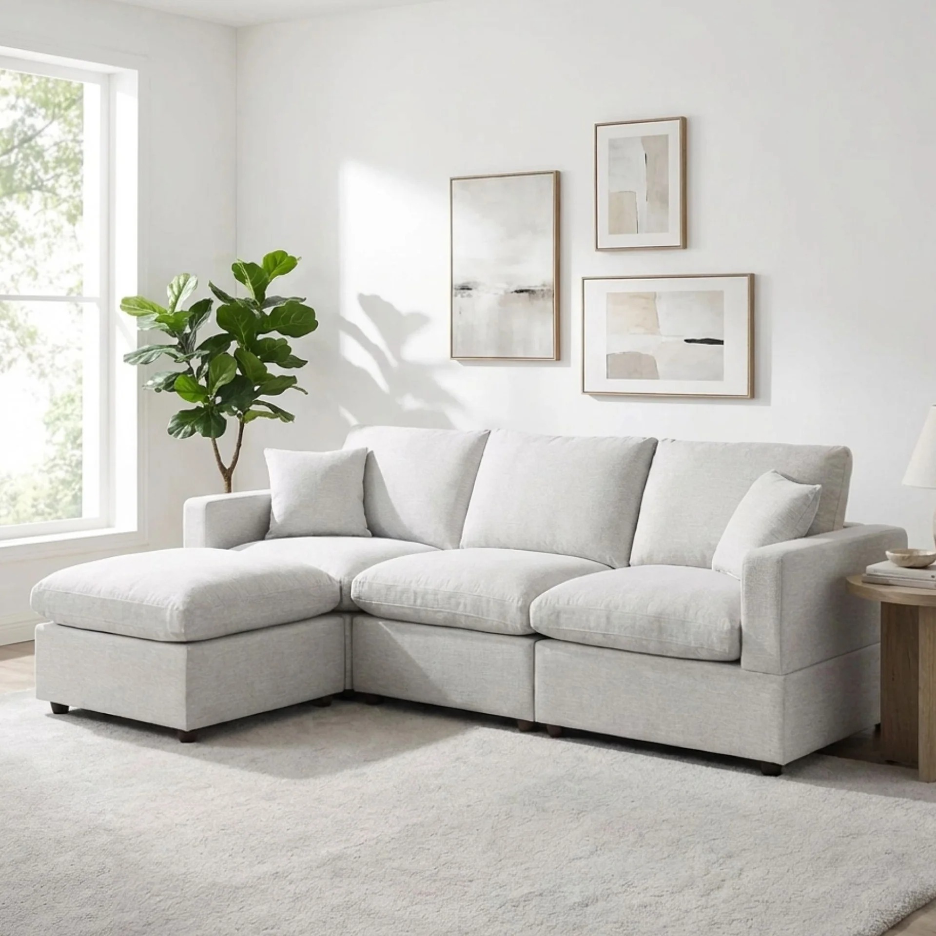 Hexham 3 Seater Modular Sofa with Ottoman - Grey - Image 3