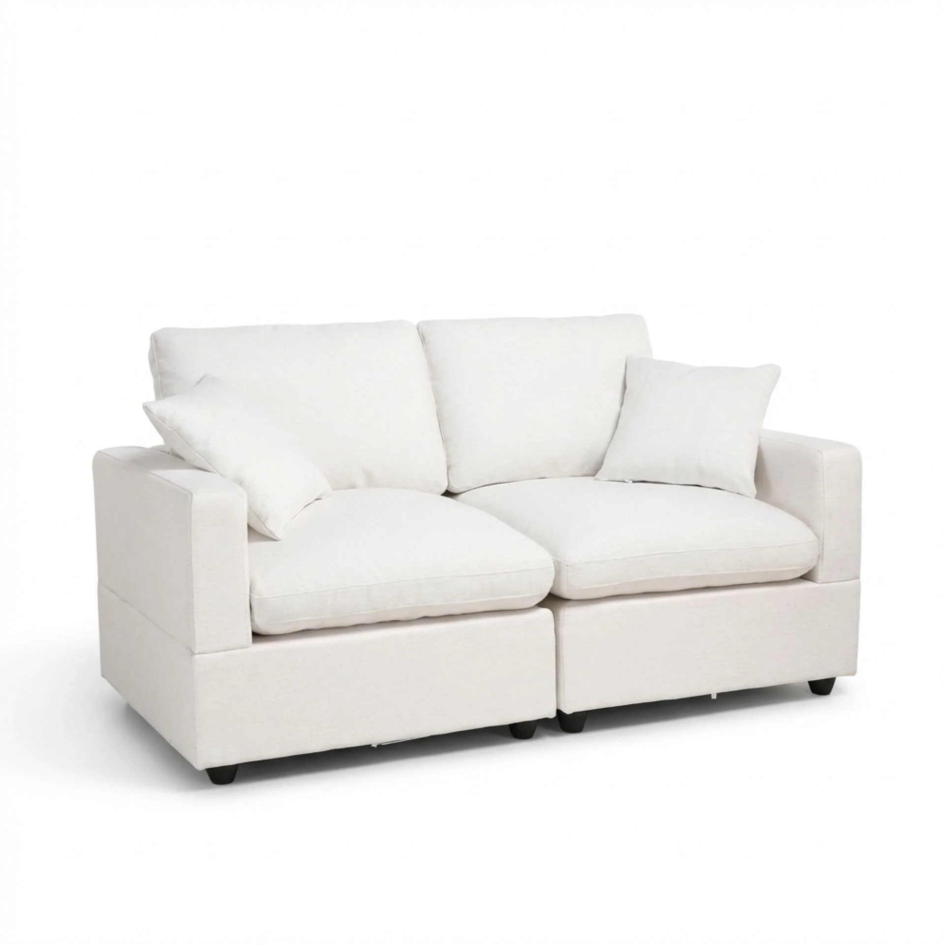 Hexham 3 Seater Modular Sofa with Ottoman - Linen Cream - Image 12