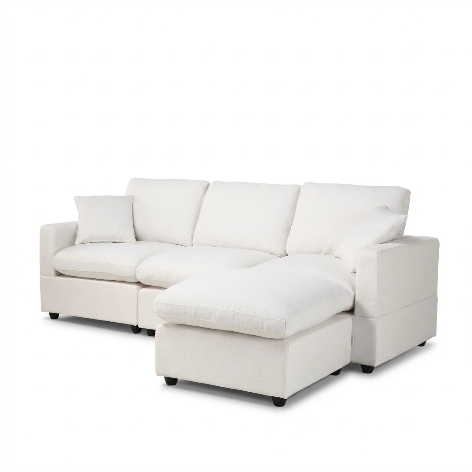 Hexham 3 Seater Modular Sofa with Ottoman - Linen Cream - Image 15