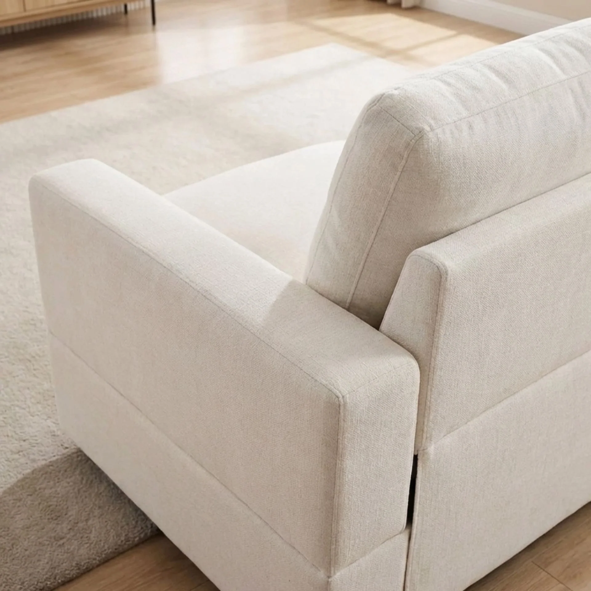 Hexham 3 Seater Modular Sofa with Ottoman - Linen Cream - Image 5