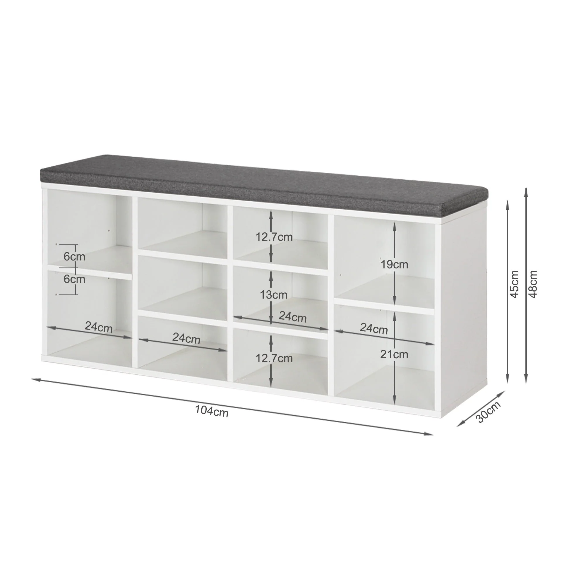 Hikaka Shoe Cabinet Shoe Bench - White - Image 11