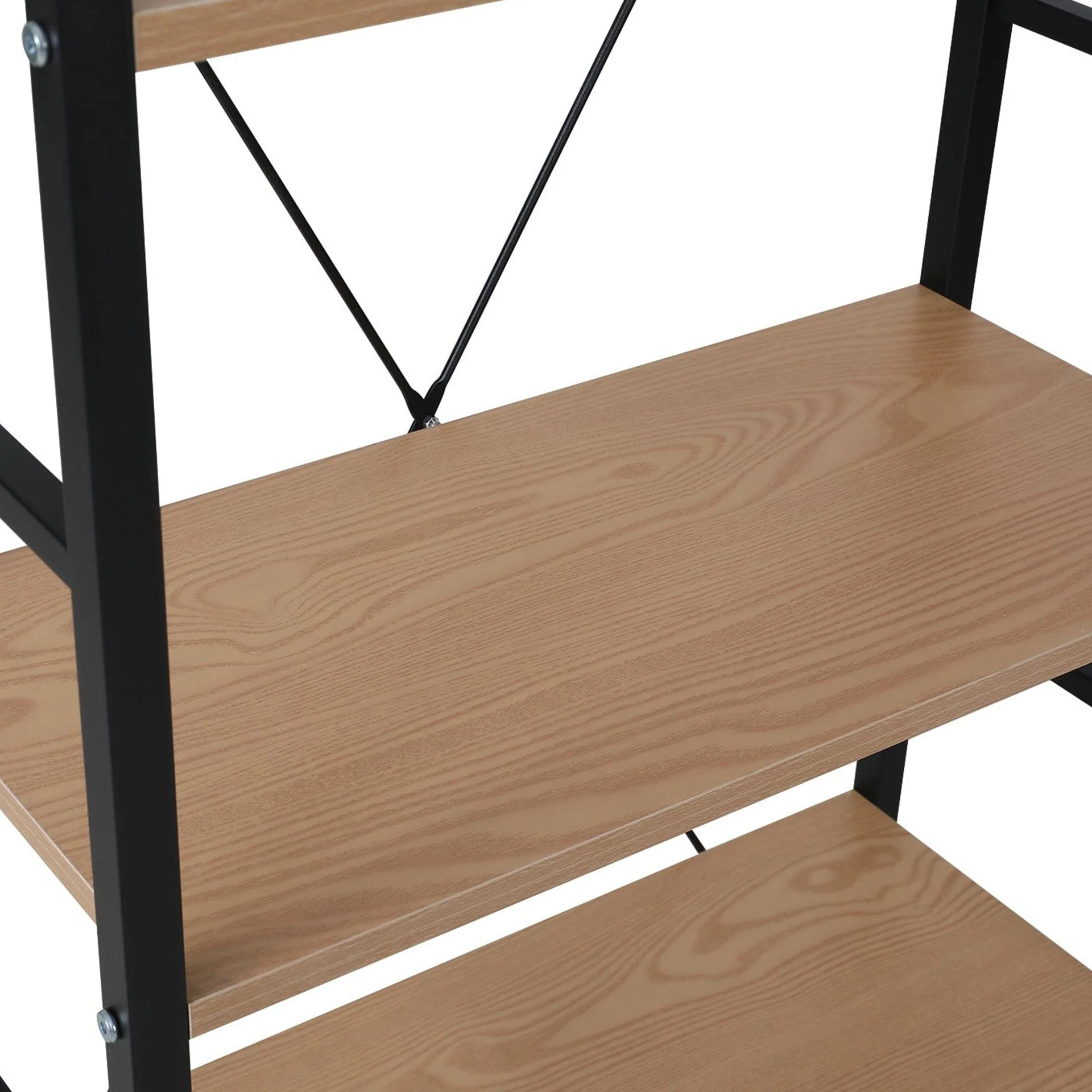 Hikuai 5 Tier Bookshelf - Natural + Black - Image 7