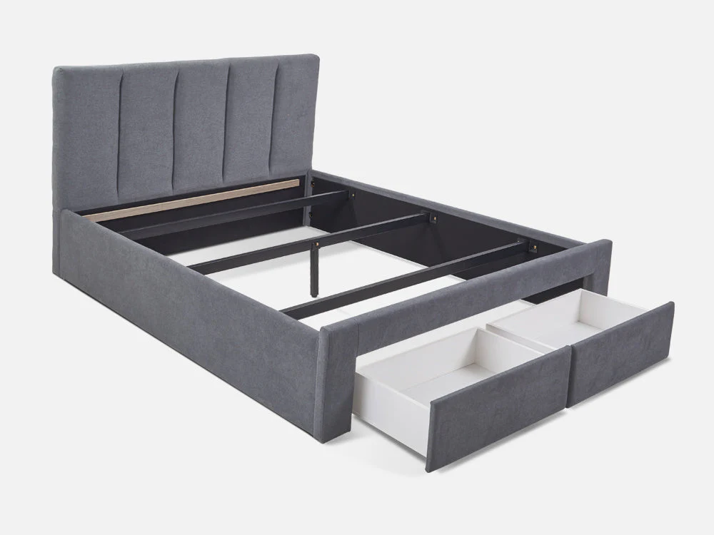 HLOLELA Queen Bed with Drawers - DARK GREY - Image 4