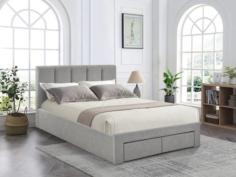 HLOLELA Queen Bed with Drawers - LIGHT GREY