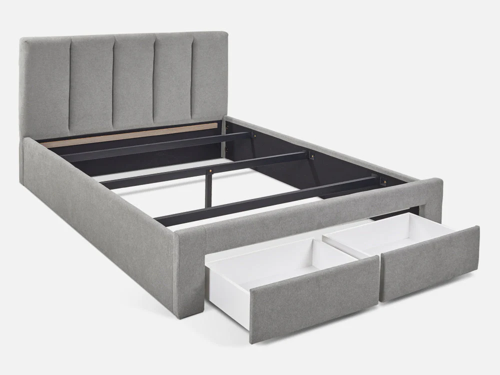 HLOLELA Queen Bed with Drawers - LIGHT GREY - Image 4