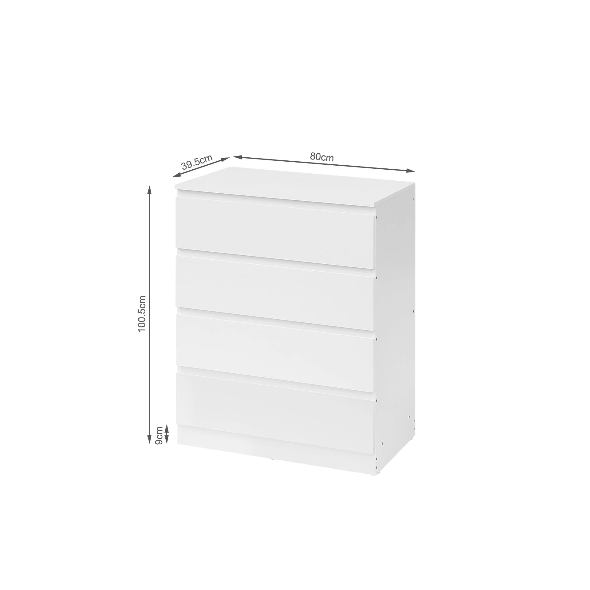 Hollis 4 Drawers Tallboy - White - Image 9
