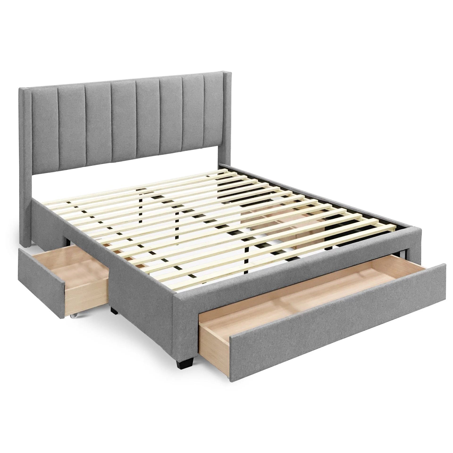 Hopkins Queen Velvet Bed Frame with Storage - Grey - Image 10