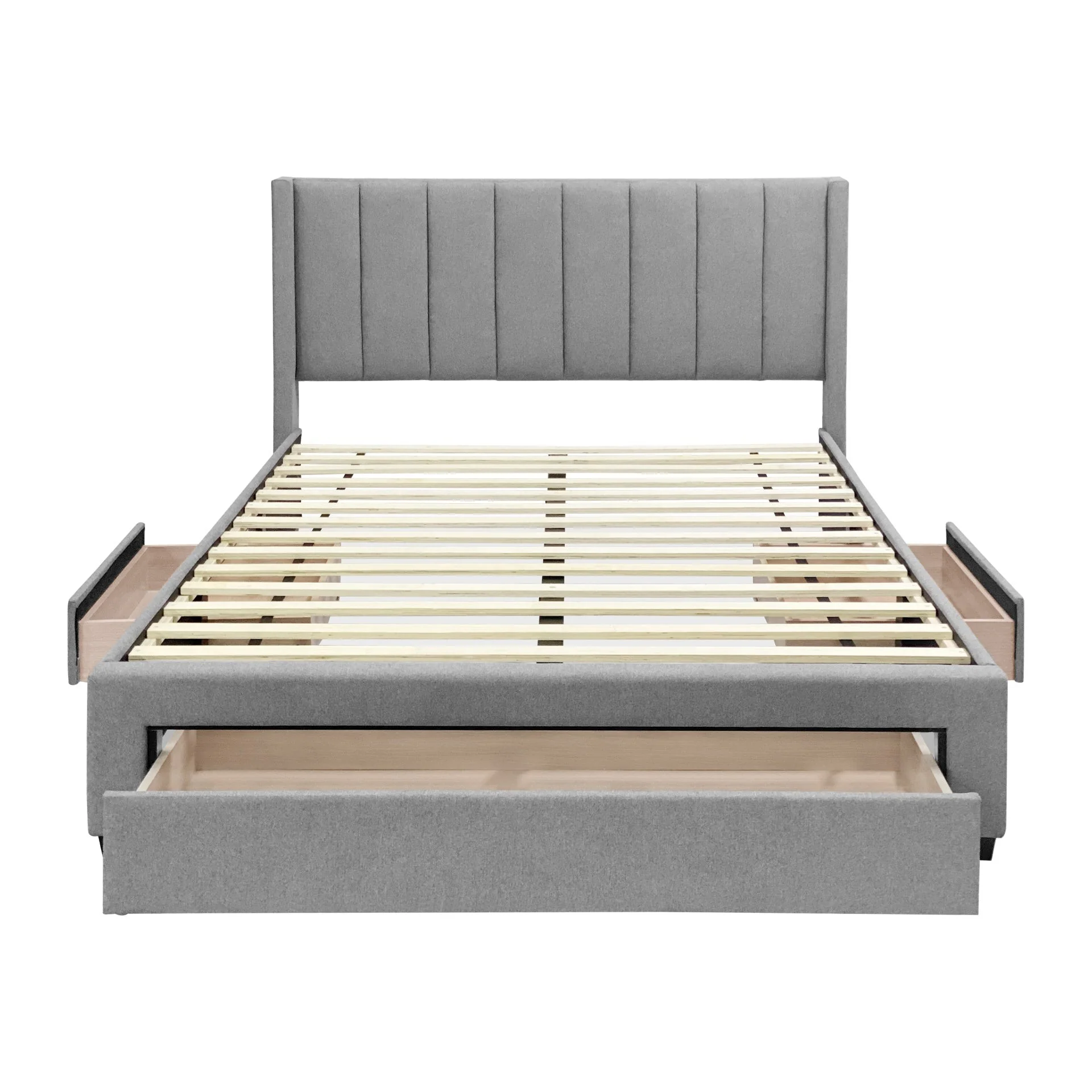 Hopkins Queen Velvet Bed Frame with Storage - Grey - Image 9