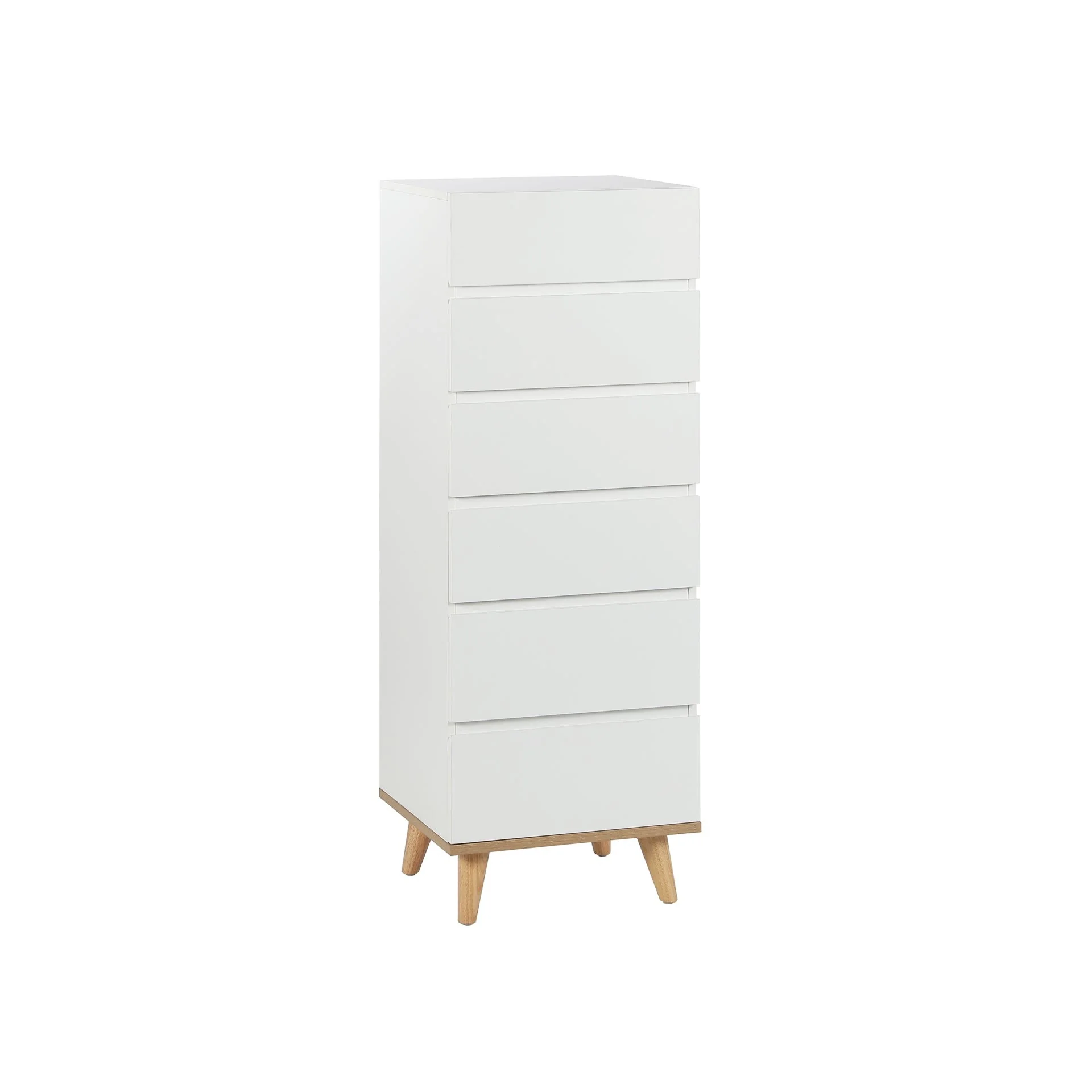 Hudson Wooden Slim Tallboy 6 Drawers - White - Image 6