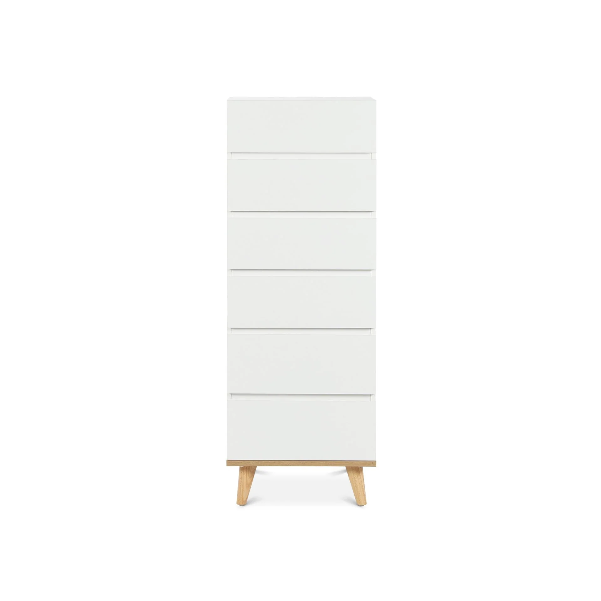 Hudson Wooden Slim Tallboy 6 Drawers - White - Image 7