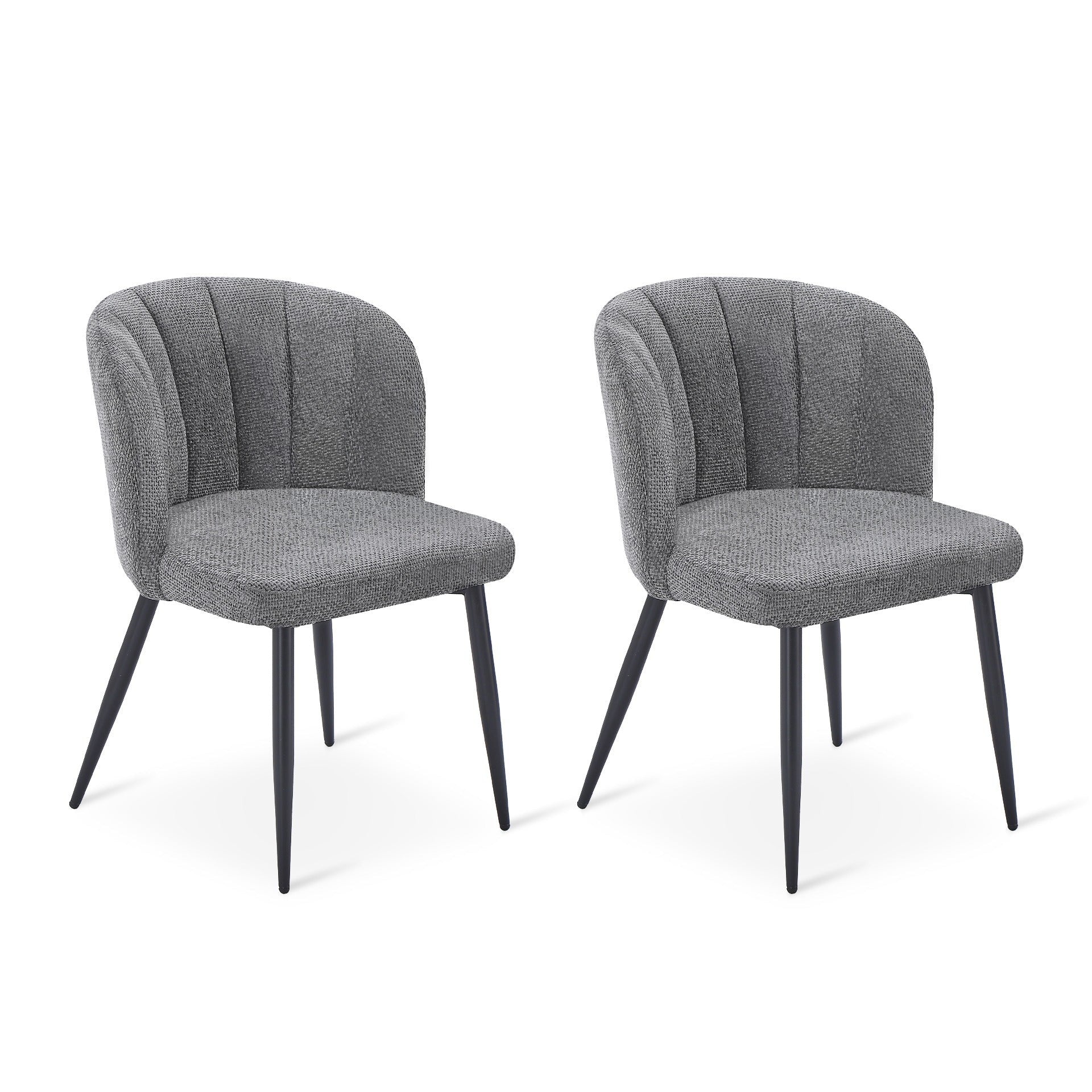 Ines Embossed Velvet Dining Chairs - Set of 2 - Dark Grey - Image 6