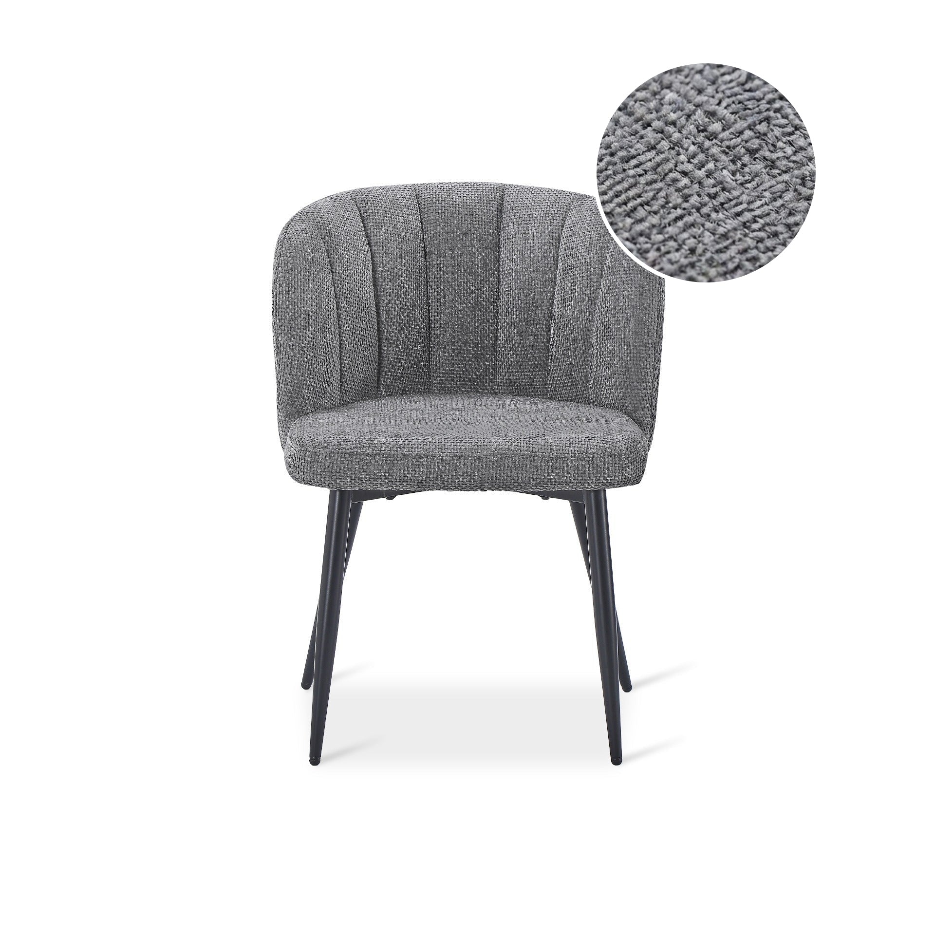 Ines Embossed Velvet Dining Chairs - Set of 2 - Dark Grey - Image 7