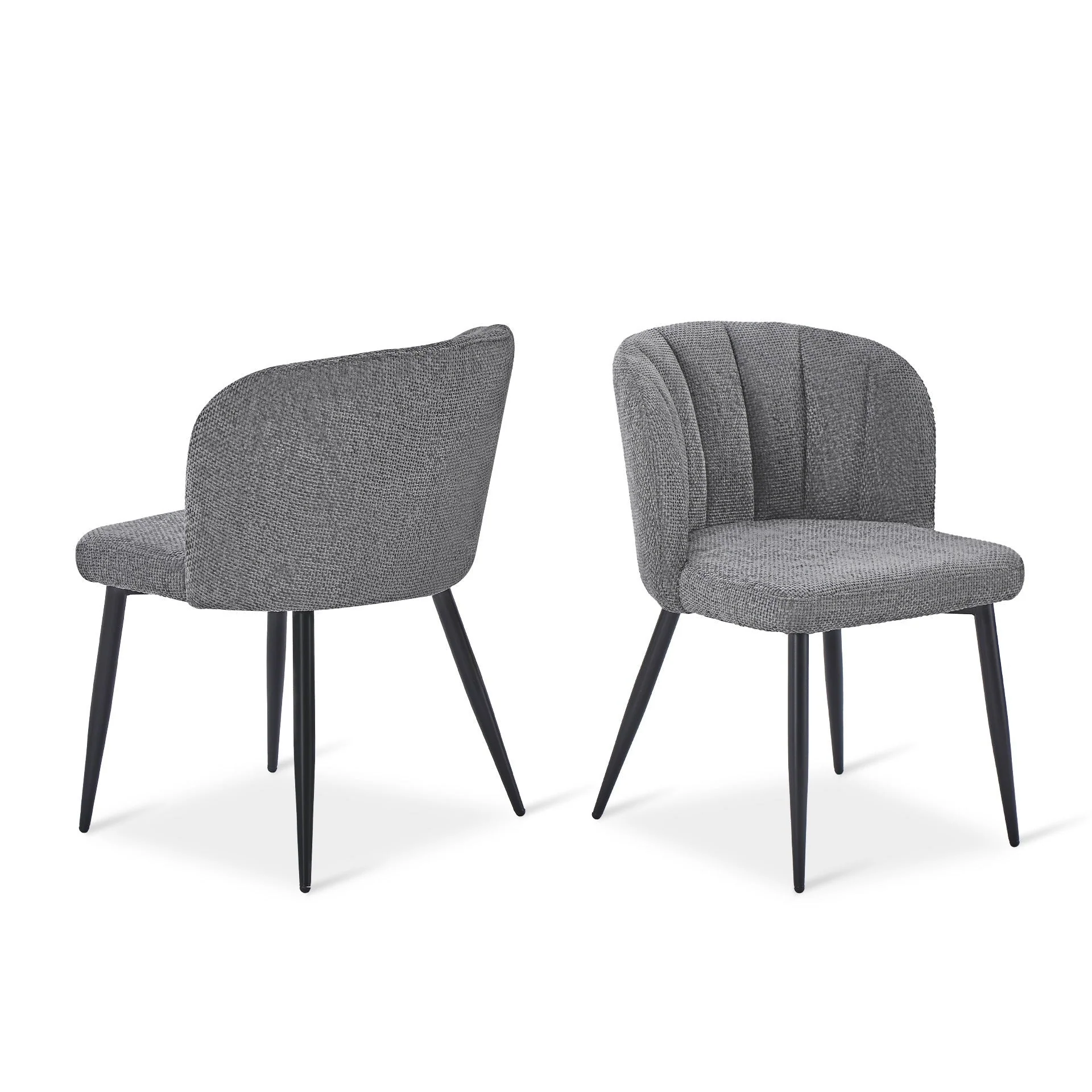 Ines Embossed Velvet Dining Chairs - Set of 2 - Dark Grey - Image 9