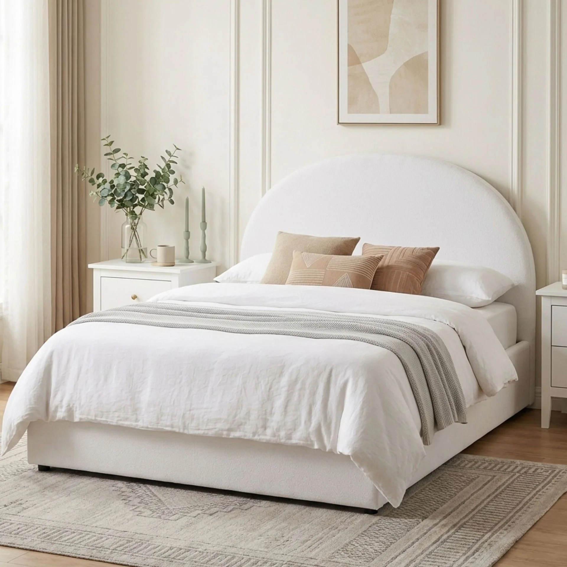 Isabella Boucle Double Gas Lift Bed Frame - White