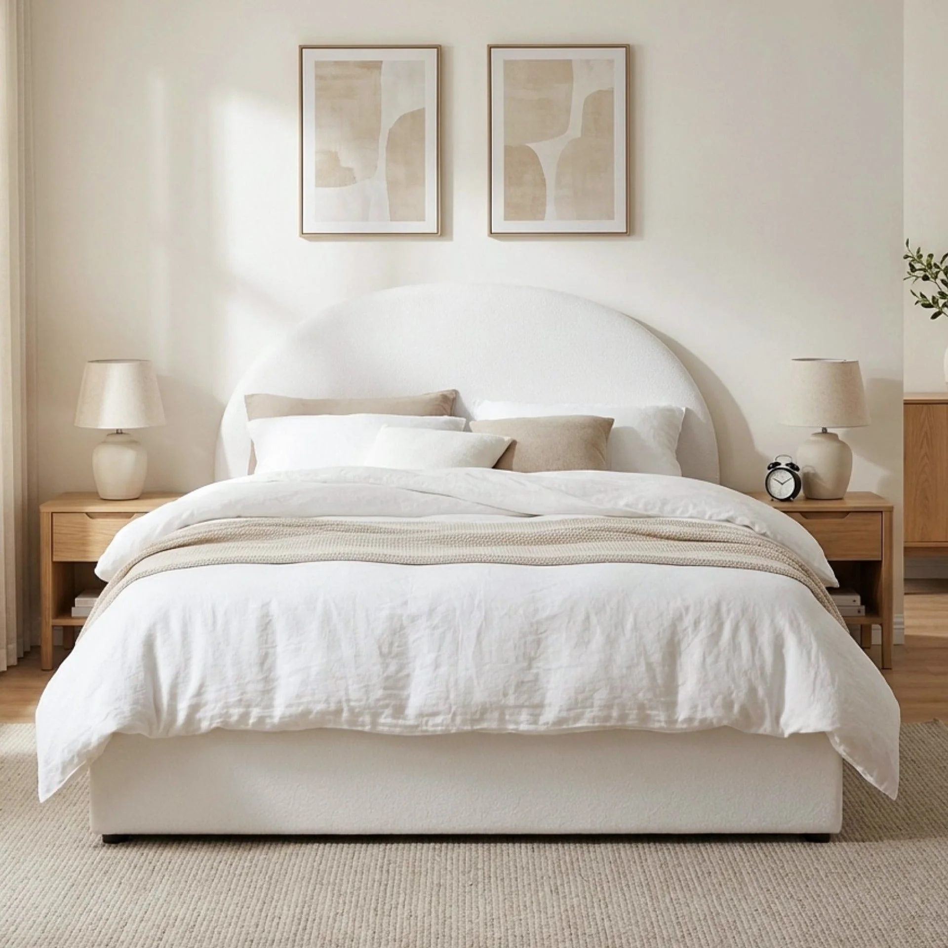 Isabella Boucle Double Gas Lift Bed Frame - White - Image 4