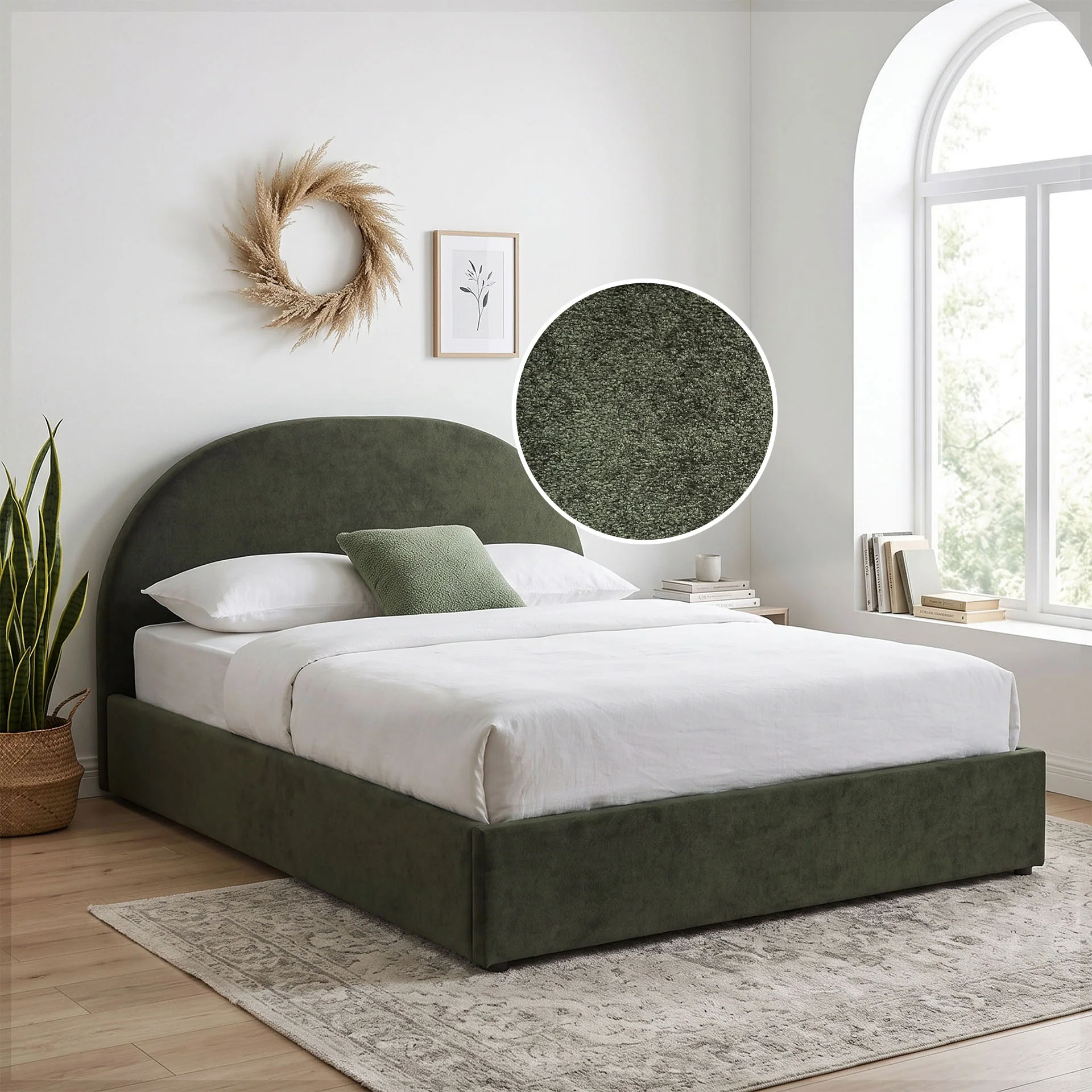 Isabella Queen Gas Lift Bed Frame - Green - Image 2