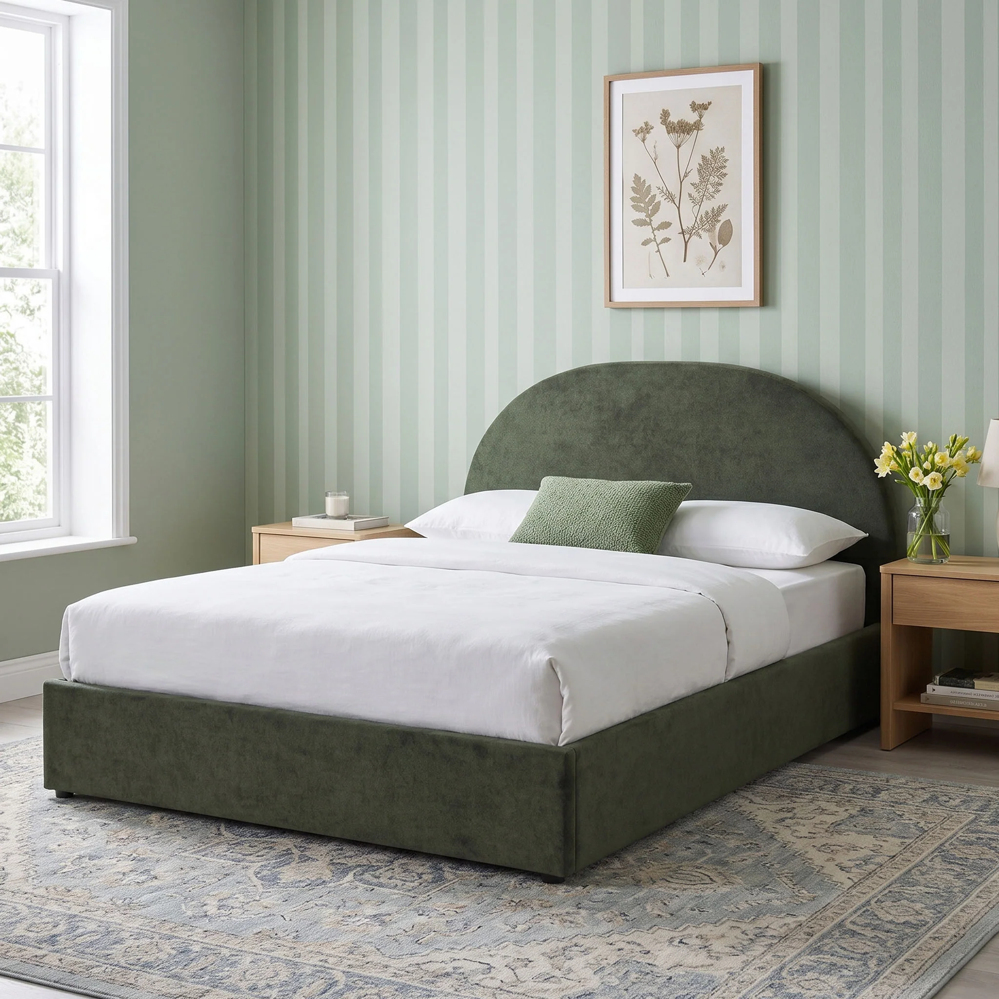 Isabella Queen Gas Lift Bed Frame - Green - Image 4