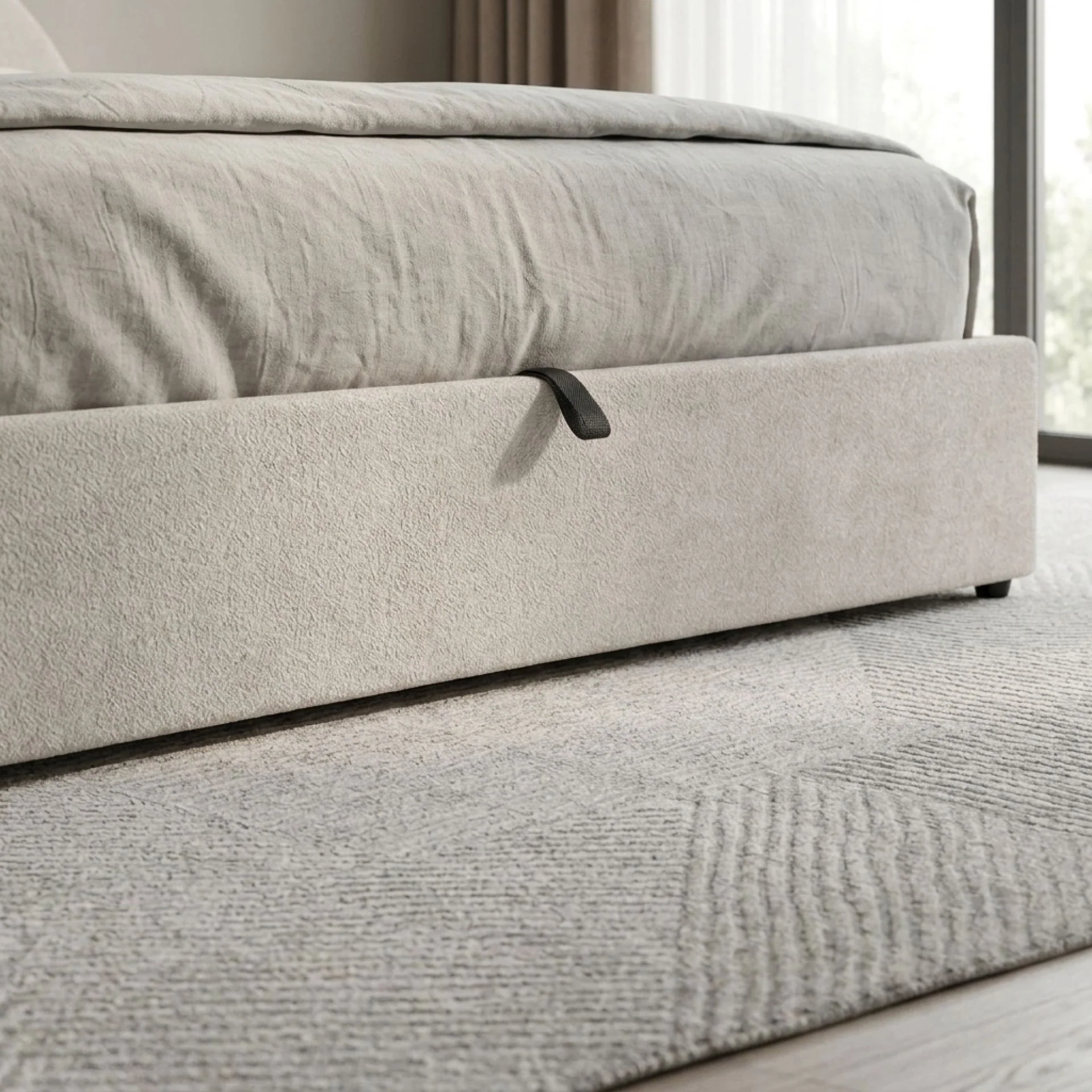 Isabella Queen Gas Lift Bed Frame - Linen Beige - Image 10