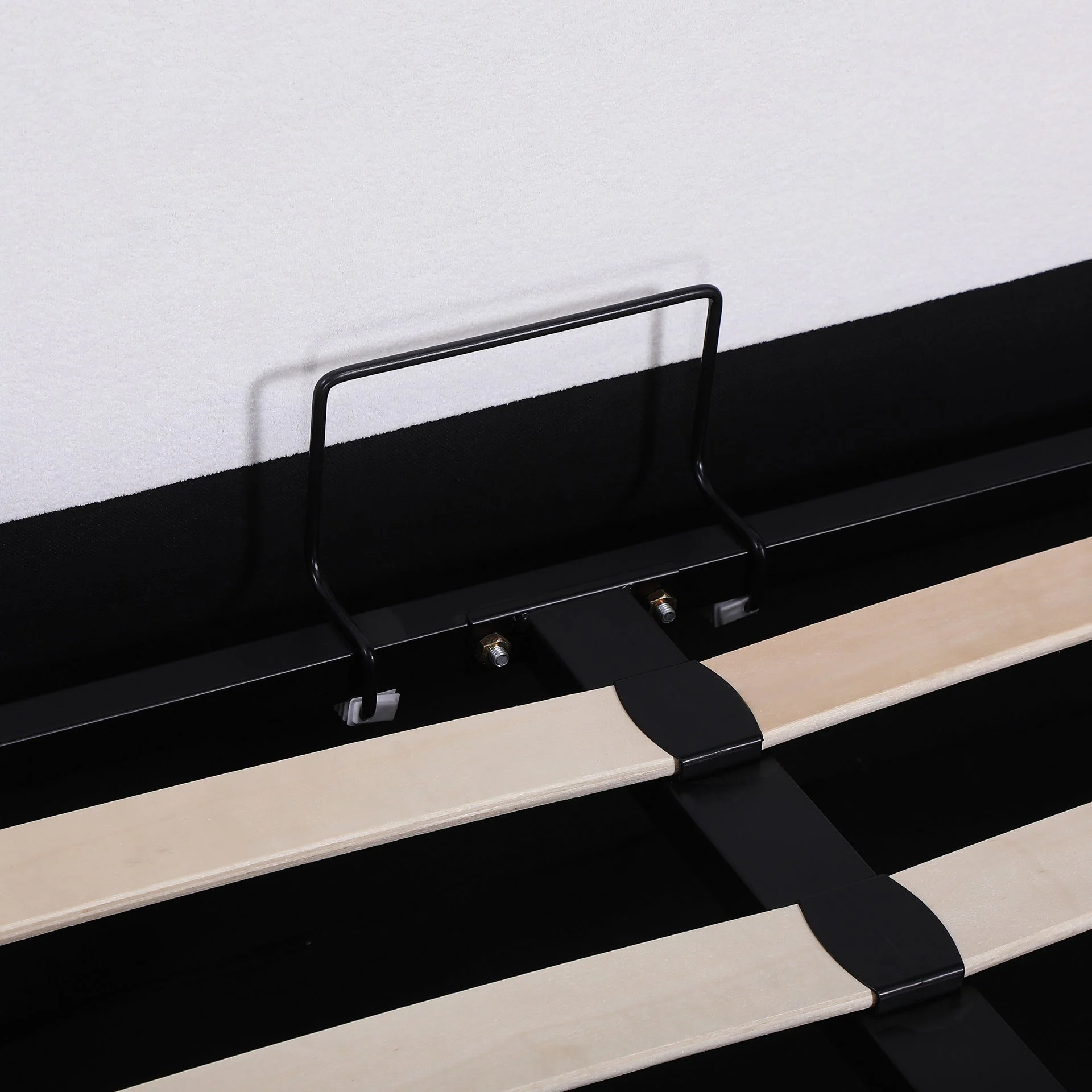 Isabella Boucle Queen Gas Lift Bed Frame - White - Image 12