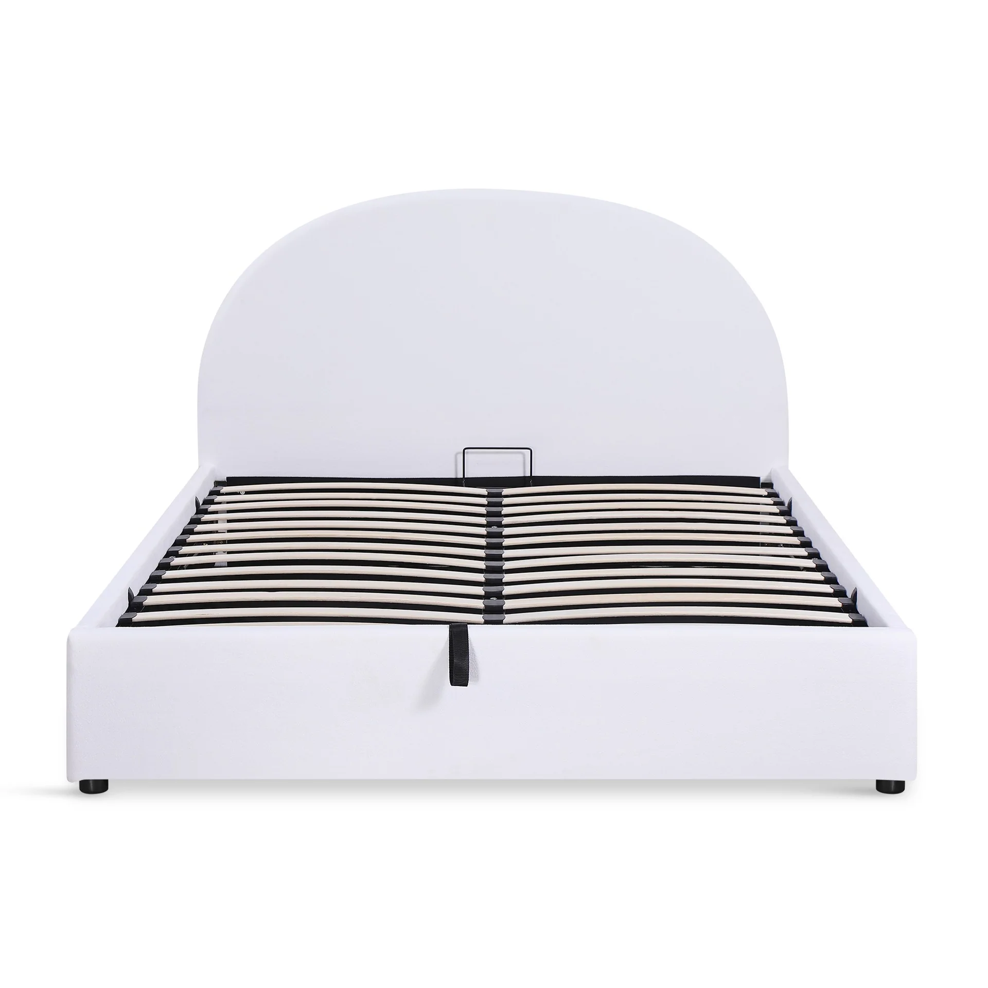 Isabella Boucle Queen Gas Lift Bed Frame - White - Image 9