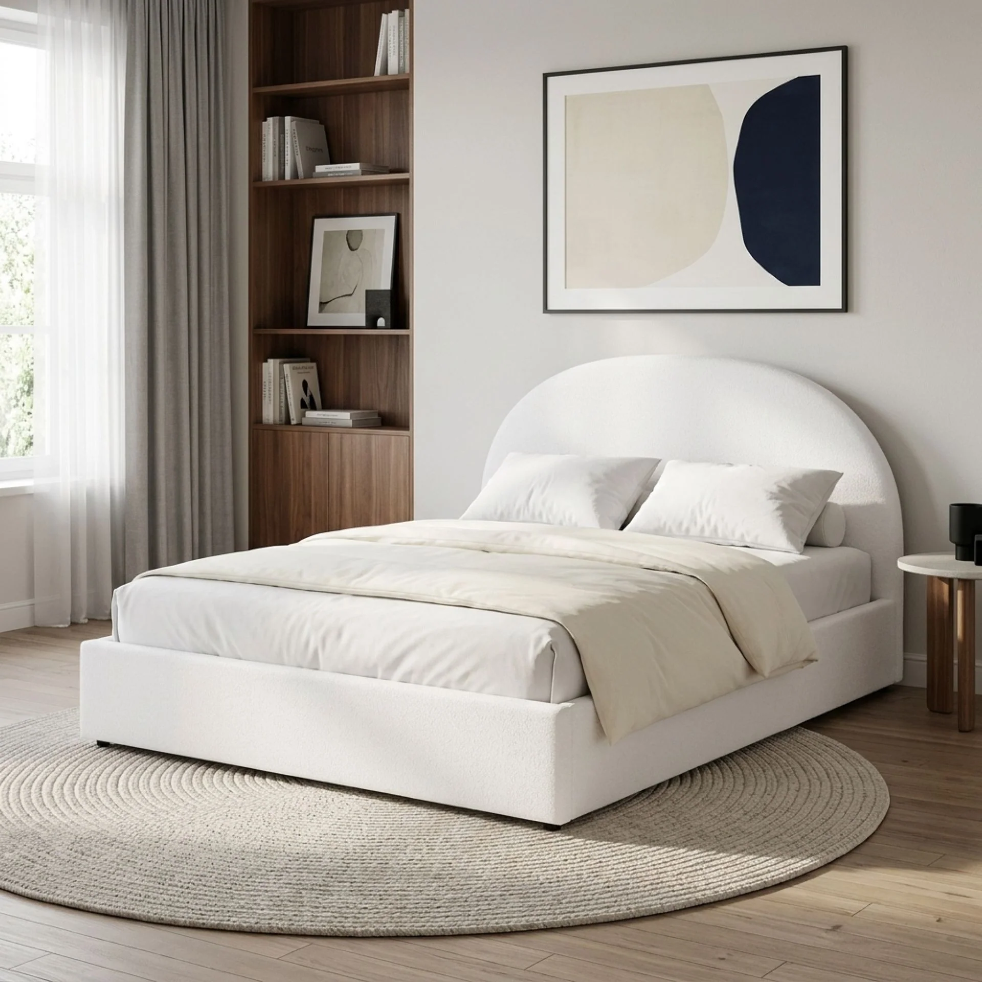 Isabella Queen Teddy Gas Lift Bed Frame - White