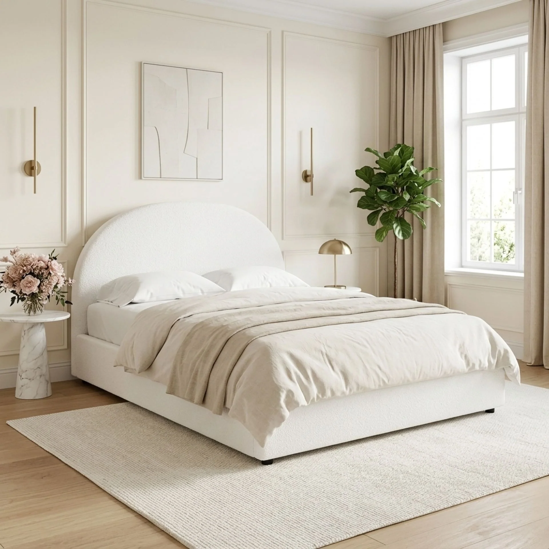 Isabella Queen Teddy Gas Lift Bed Frame - White - Image 3