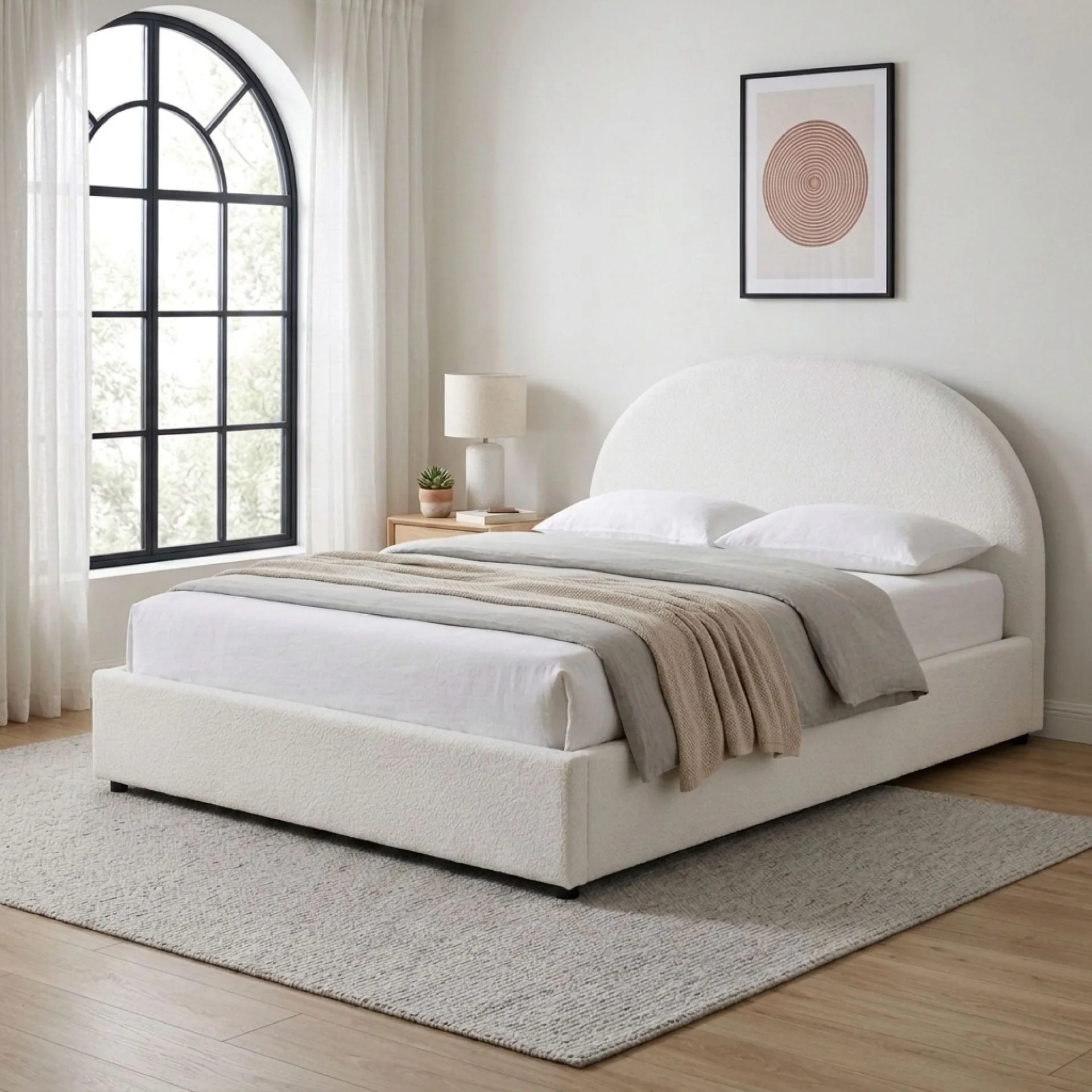 Isabella Queen Teddy Gas Lift Bed Frame - White - Image 4