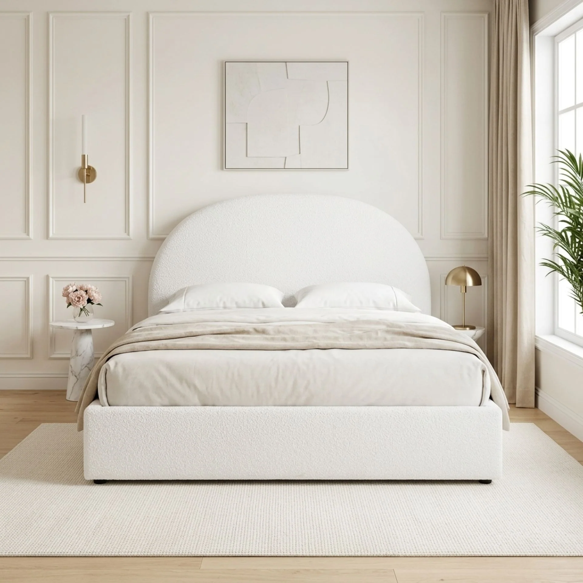 Isabella Queen Teddy Gas Lift Bed Frame - White - Image 6