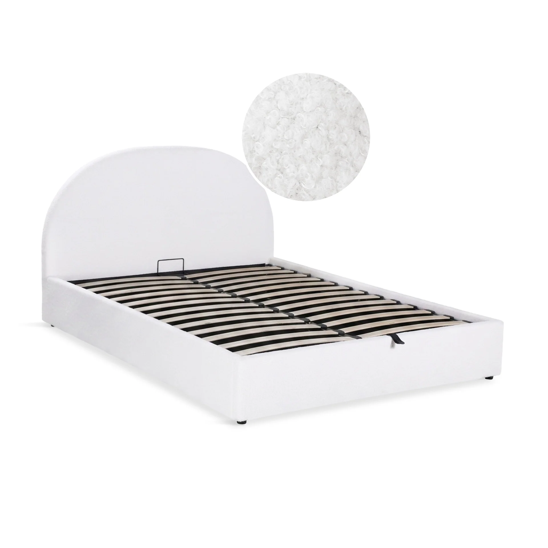 Isabella Queen Teddy Gas Lift Bed Frame - White - Image 9