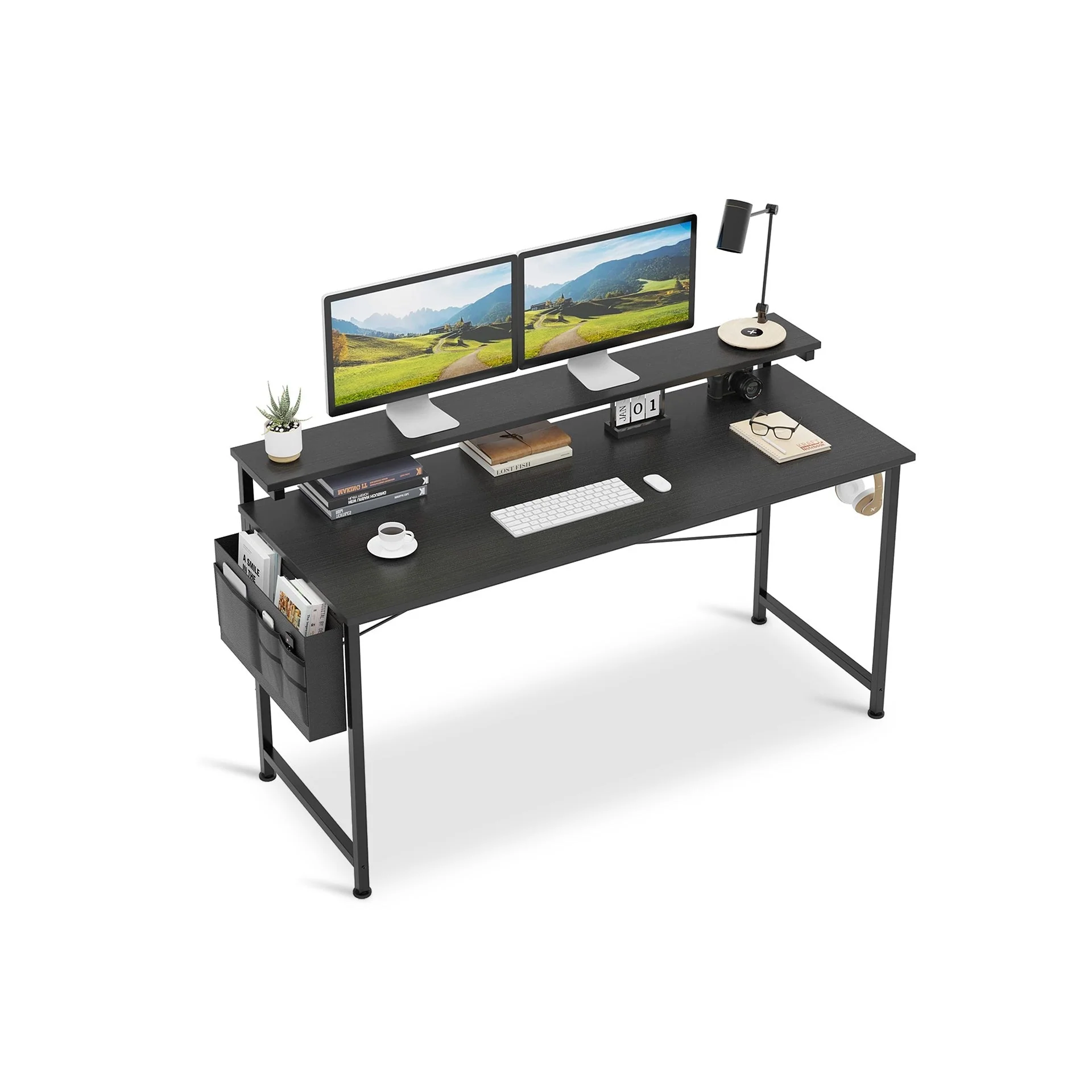 Jacob 140cm Computer Desk with Adjustable Monitor Stand - Black - Image 6