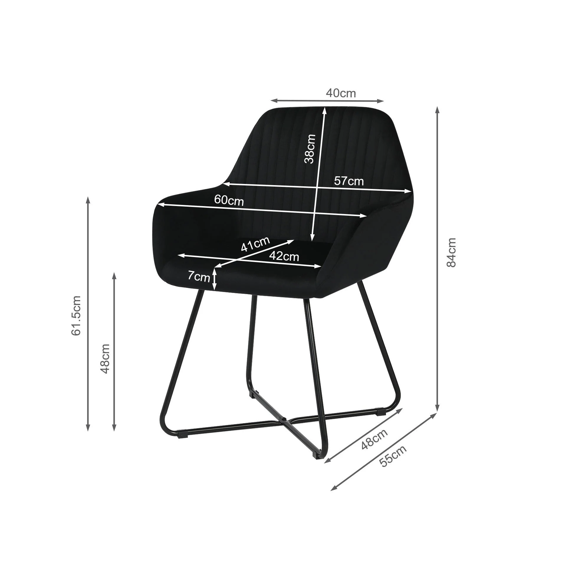 Jesus Velvet Upholstery Dining Chairs - Set of 2 - Black - Image 11