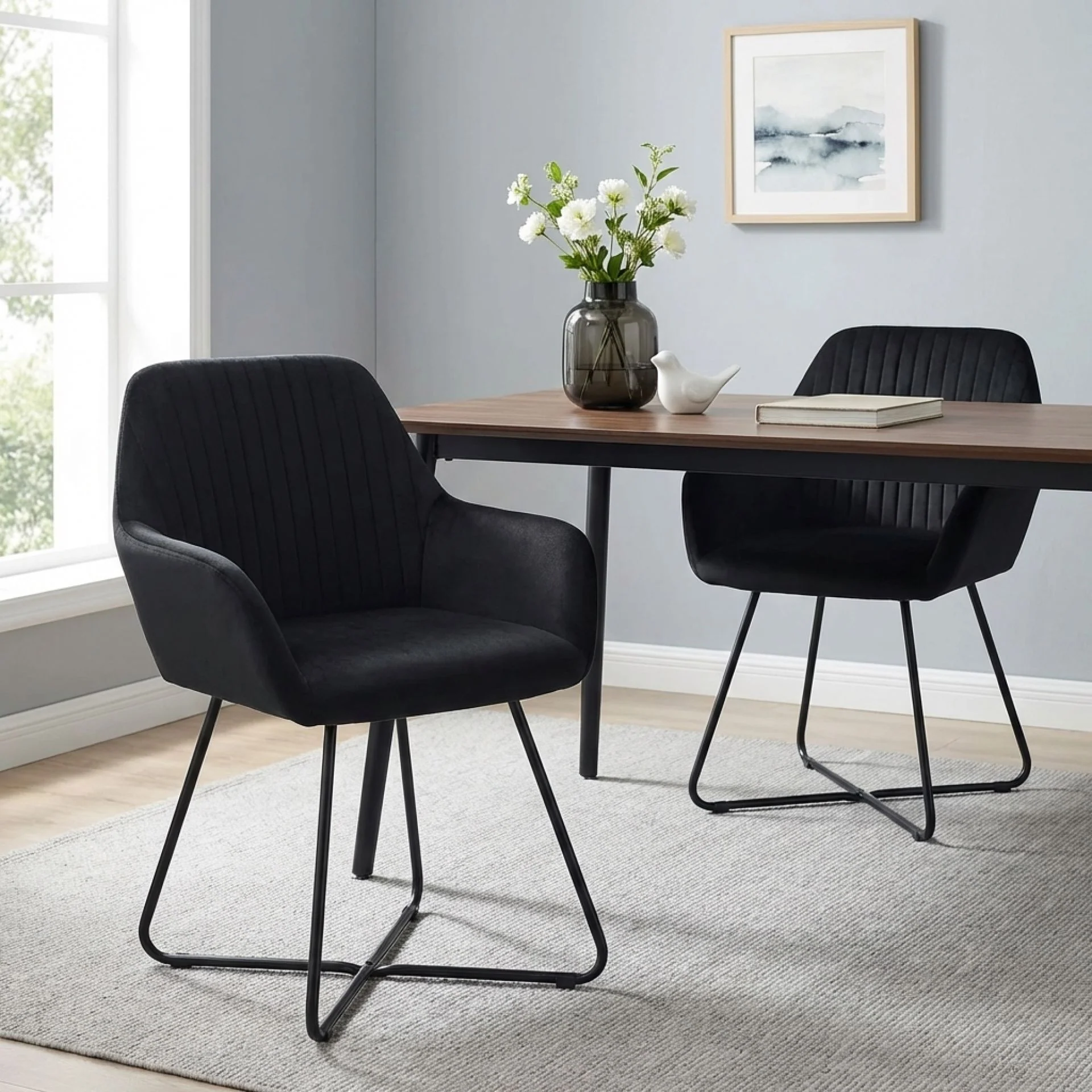 Jesus Velvet Upholstery Dining Chairs - Set of 2 - Black - Image 3