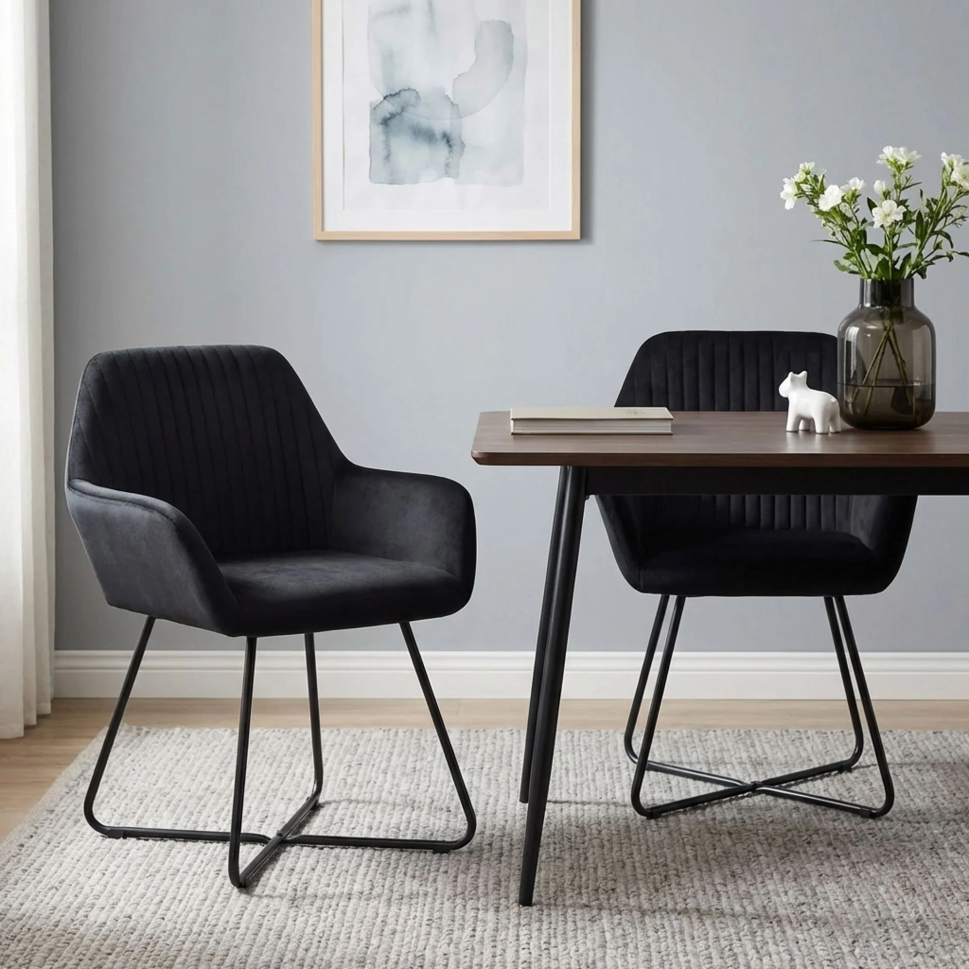 Jesus Velvet Upholstery Dining Chairs - Set of 2 - Black - Image 4