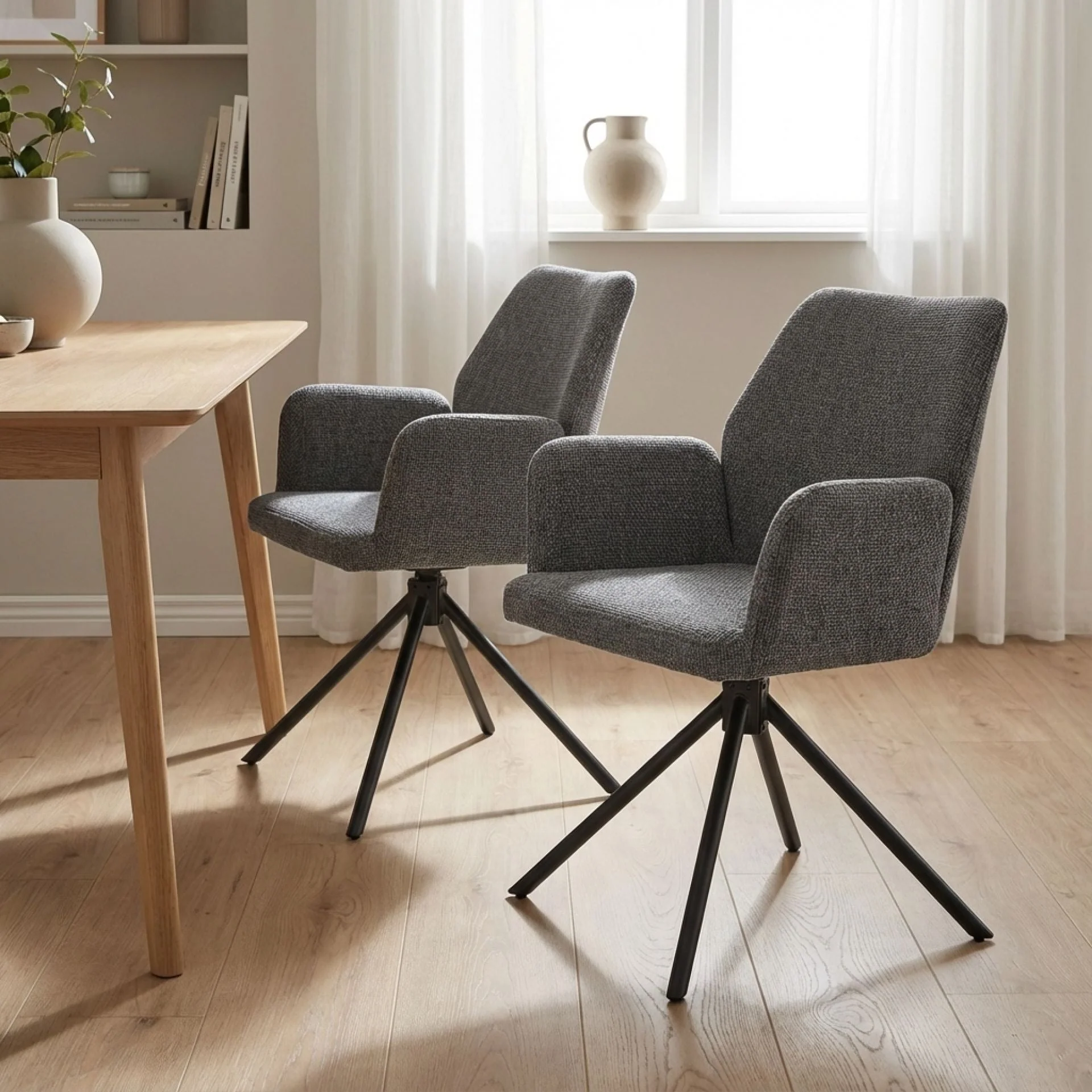 Jett Swivel Dining Chairs - Set of 2 - Grey - Image 2