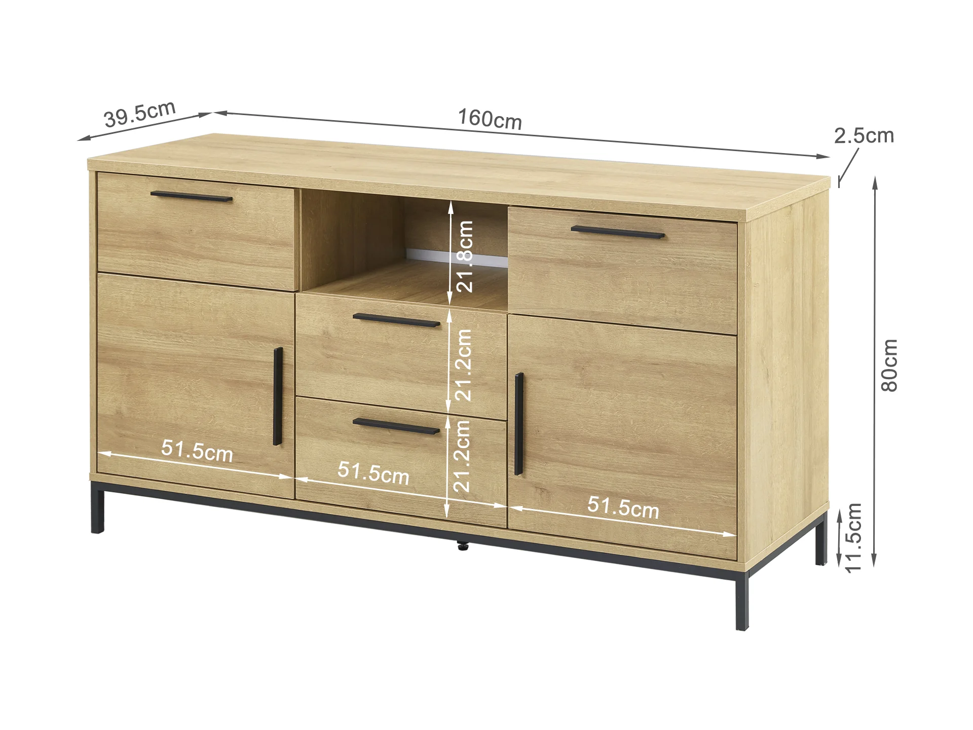 Kaden Sideboard Buffet Table - Oak - Image 10