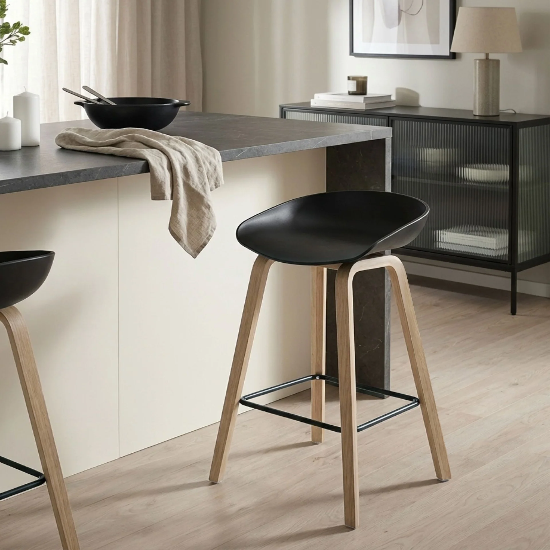 Kai Pro Metal Bar Stool 65cm - Set of 2 - Black