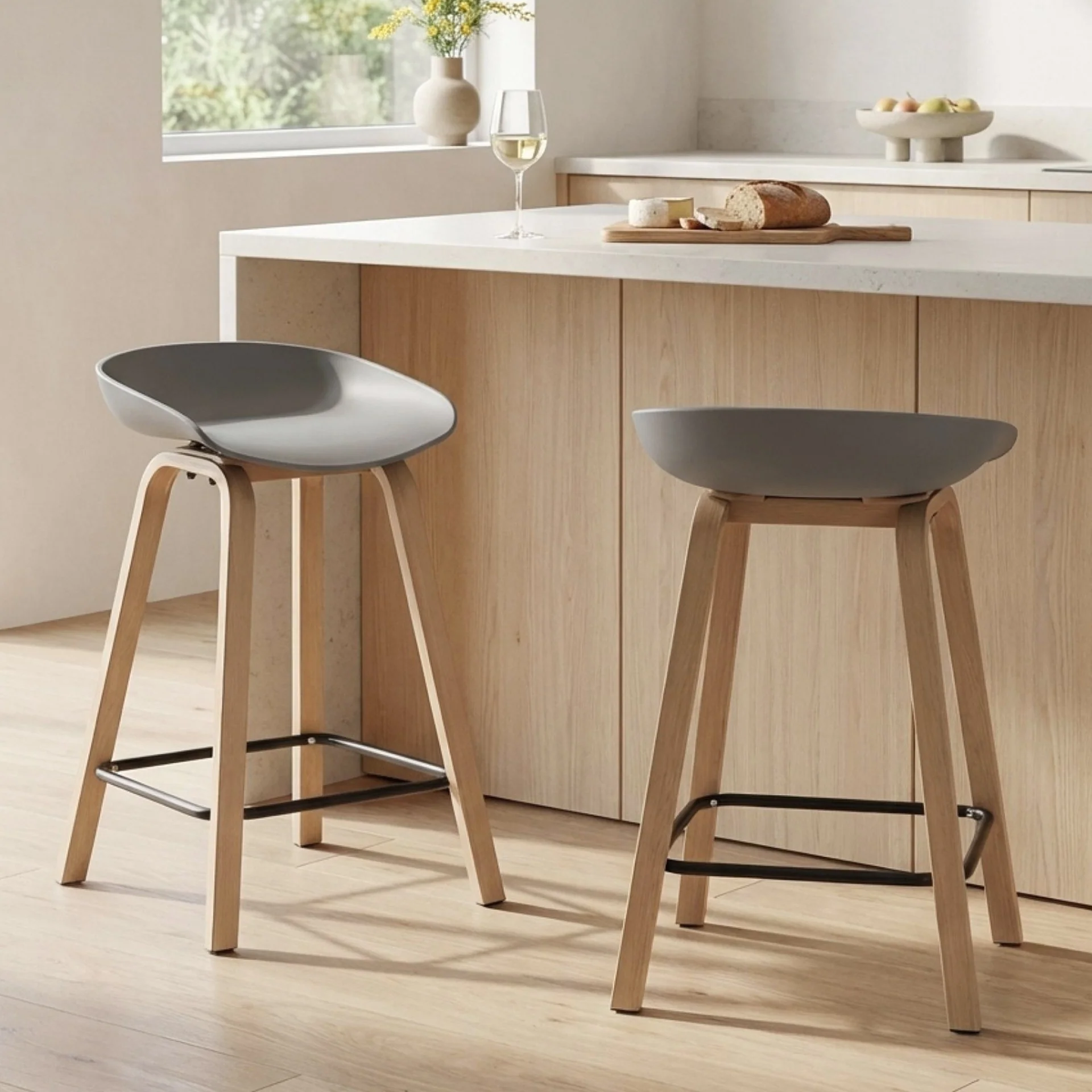 Kai Pro Metal Bar Stool 65cm - Set of 2 - Grey